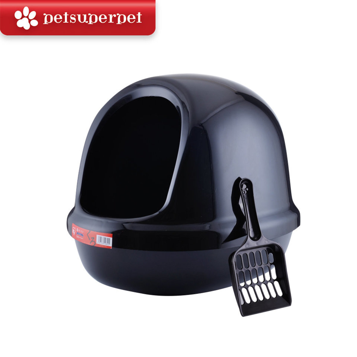 日本IRIS 簡易半封閉式貓砂盆 (黑色) - 附貓砂鏟