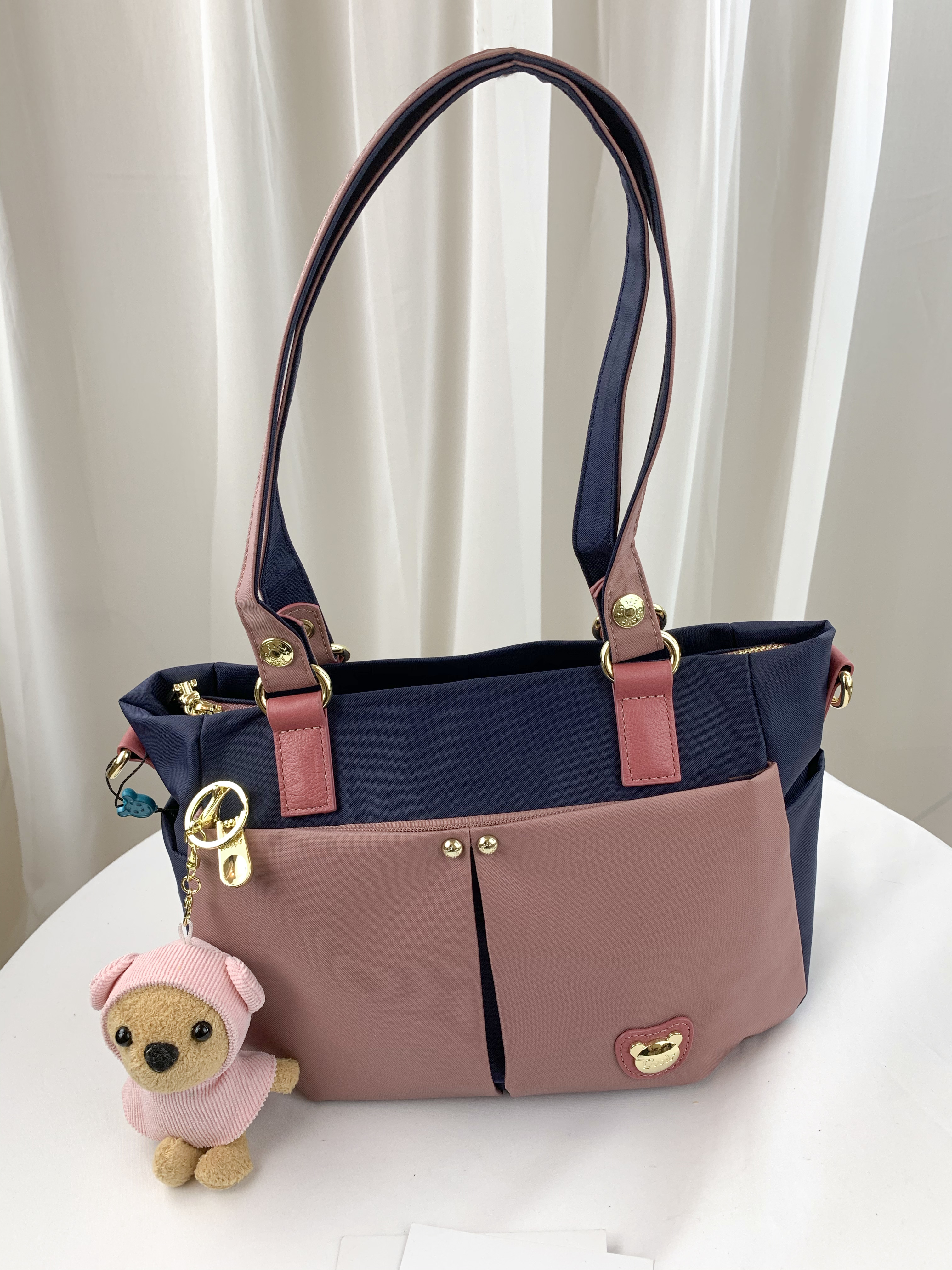 GOODS 織帶藍粉 尼龍防潑水手提包 / 側背包   #2637