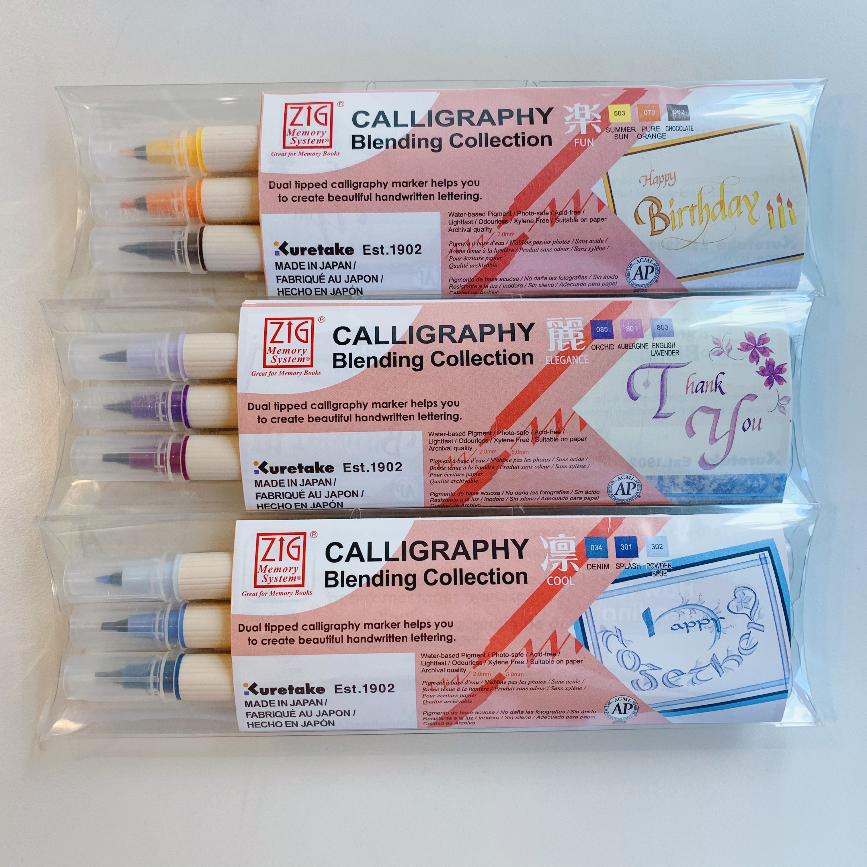 日本吳竹 ZIG雙頭平頭麥克筆三色組