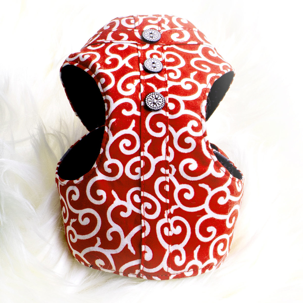 BLUE PORT 狗狗唐草胸背牽引繩 - 紅色 [3尺寸]