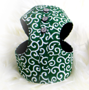 BLUE PORT 狗狗唐草胸背牽引繩 - 綠色 (細碼)