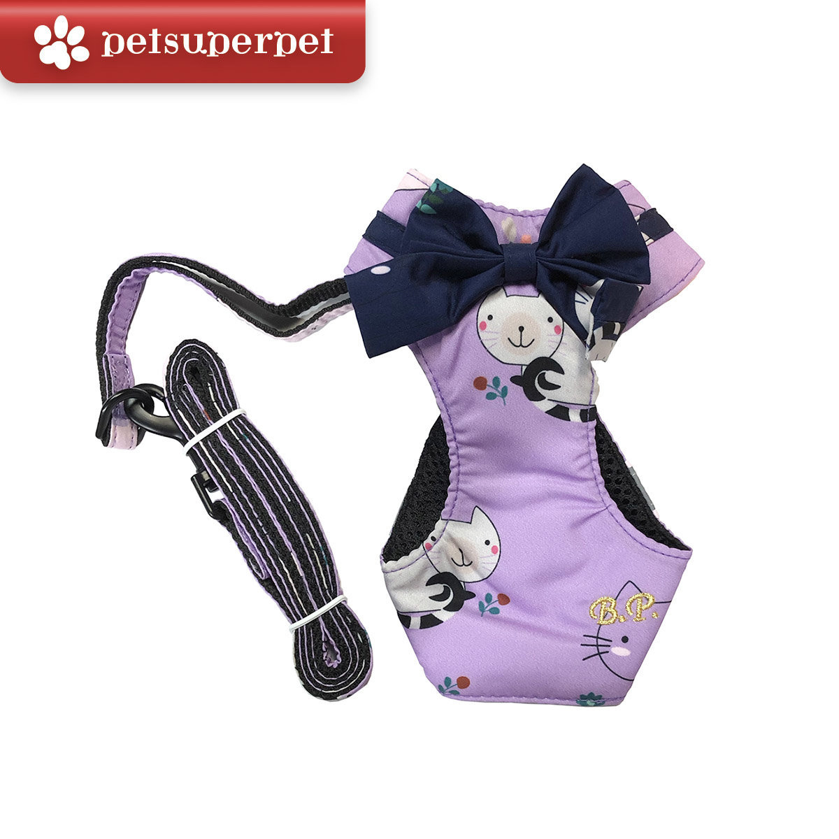 BLUE PORT 貓咪胸背牽引繩  - 紫色 [3尺寸]