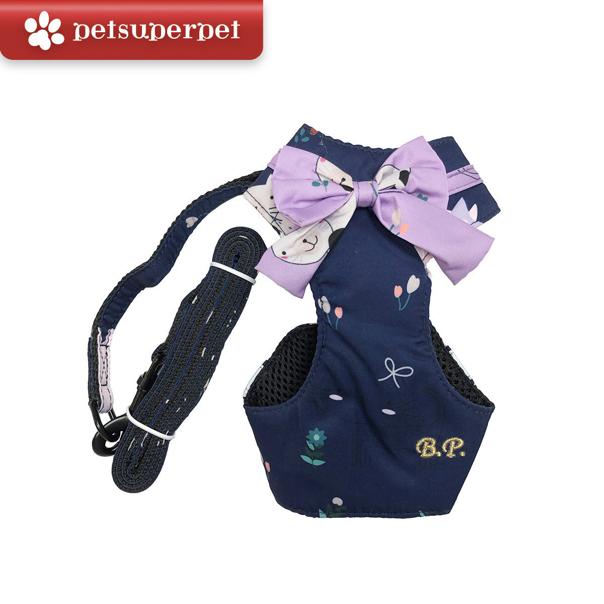 BLUE PORT 貓咪胸背牽引繩  - 藍色 [3尺寸]