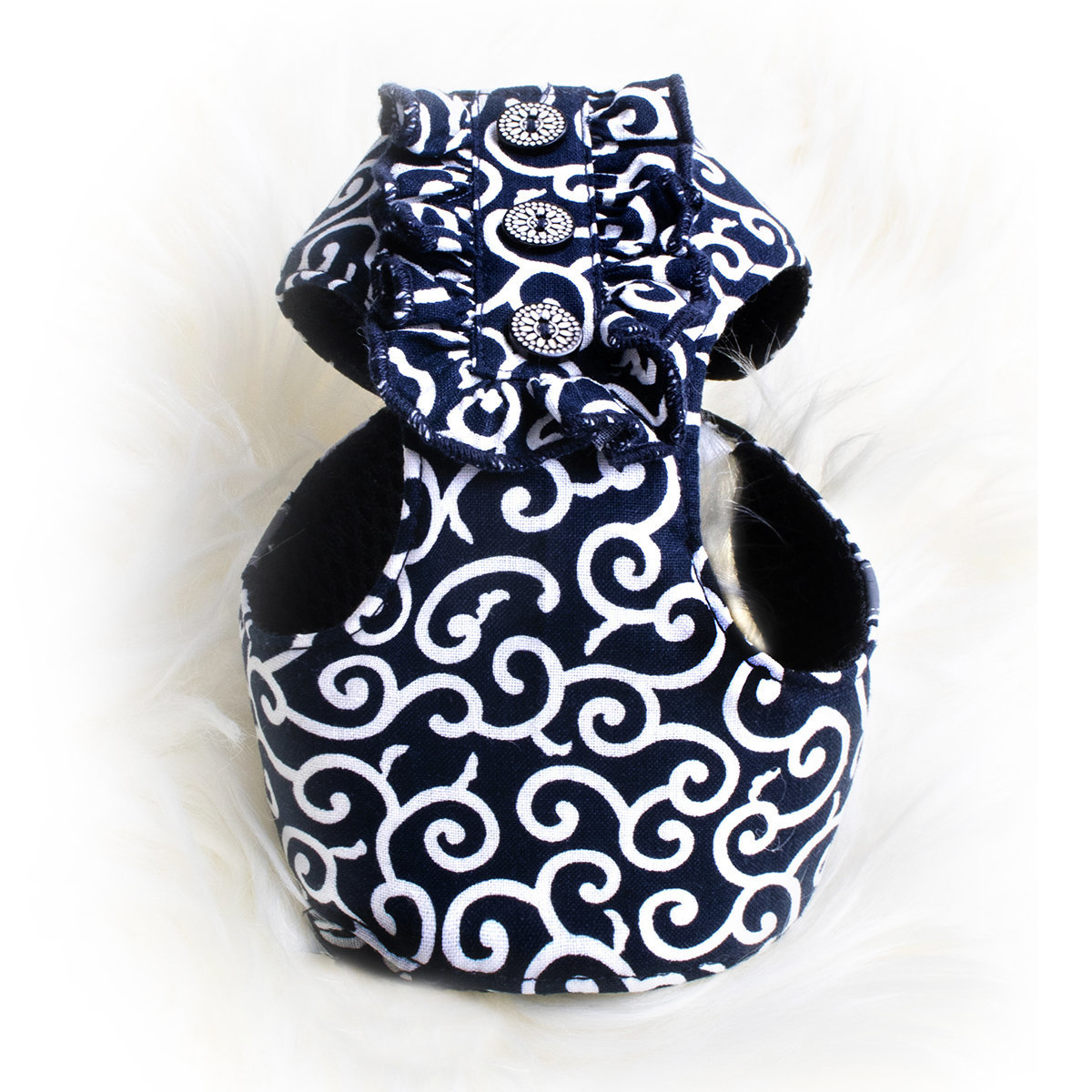 BLUE PORT 貓咪唐草胸背牽引繩 - 深藍色 [2尺寸]