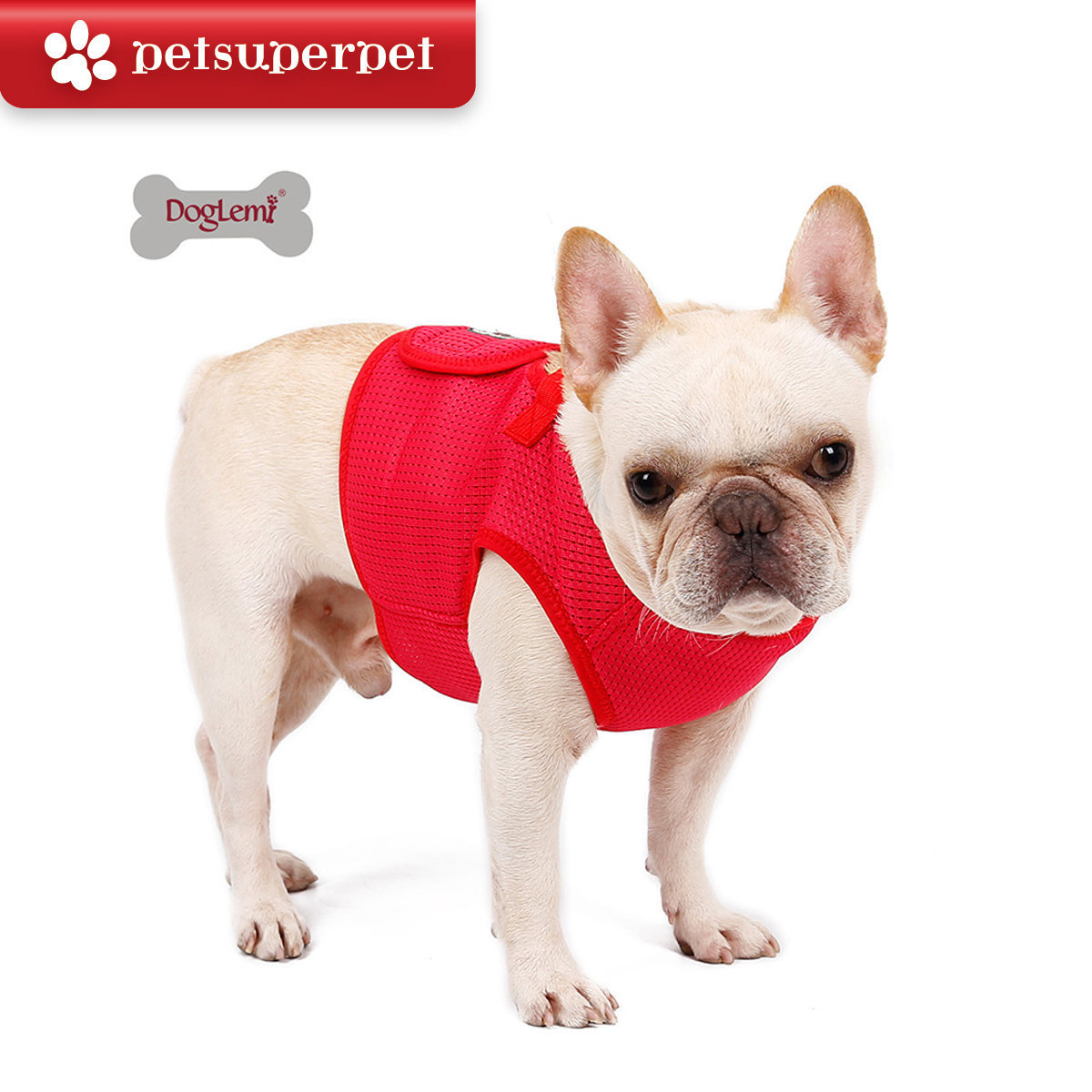 DogLemi 網布胸背套- 紅色 [5尺寸]