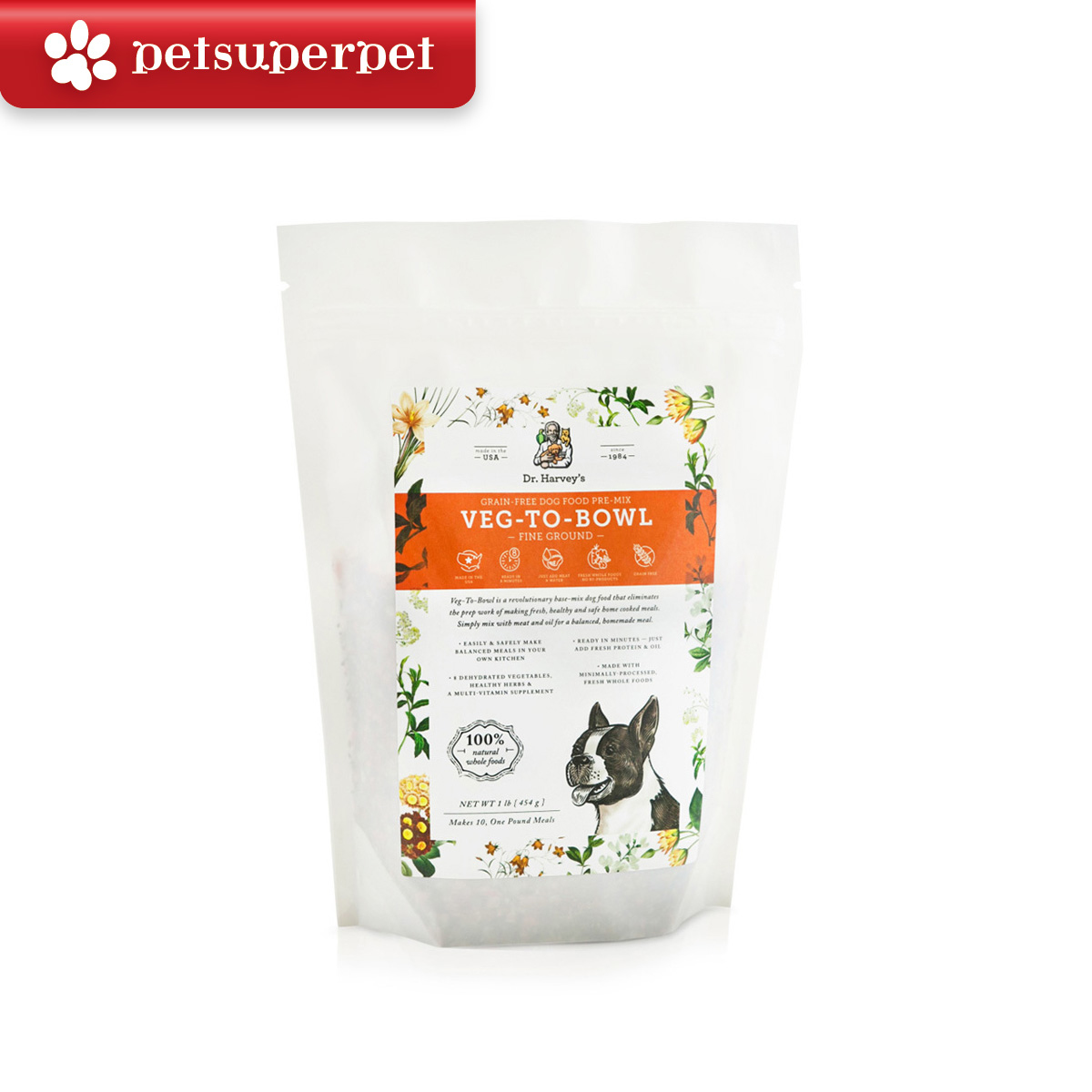 Dr. Harvey's Veg-To-Bowl Fine Ground - 脫水混合蔬菜狗糧（無穀物配方，細砌粒狀）- [3lbs / 7lbs]