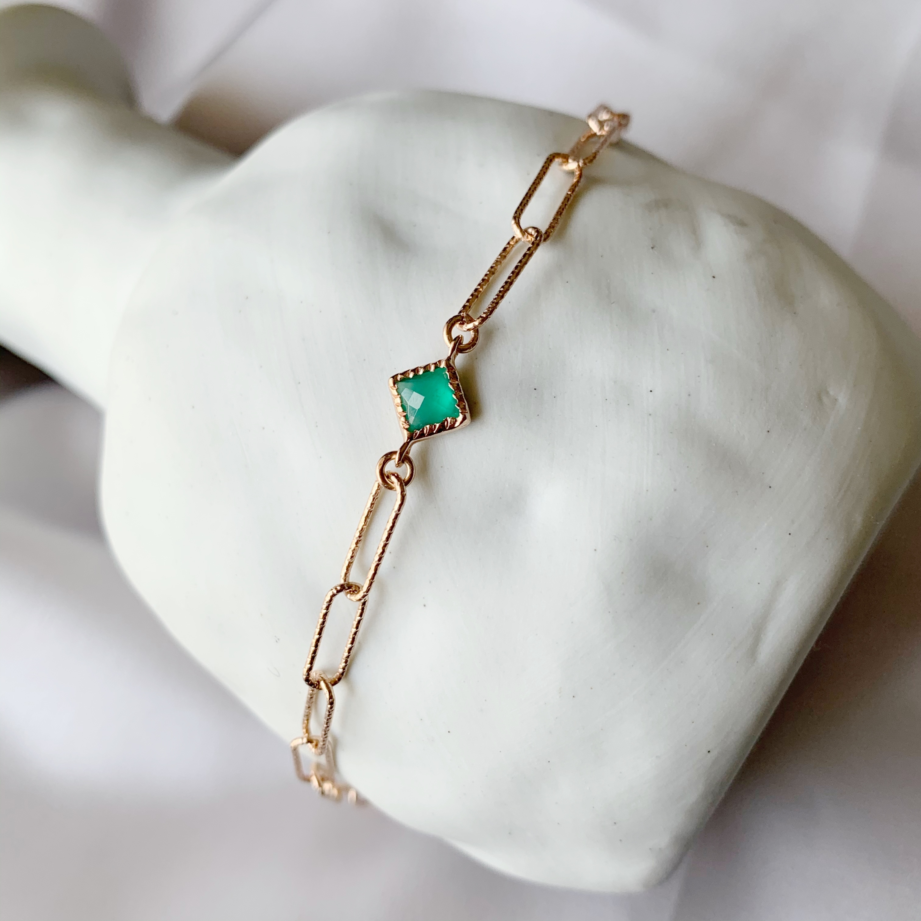 蛋糕菱形綠瑪瑙閃亮粗鏈