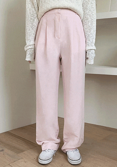 鮮亮柔和打摺西裝直筒長褲_Icecream12 High School Sweetheart Wide Pants