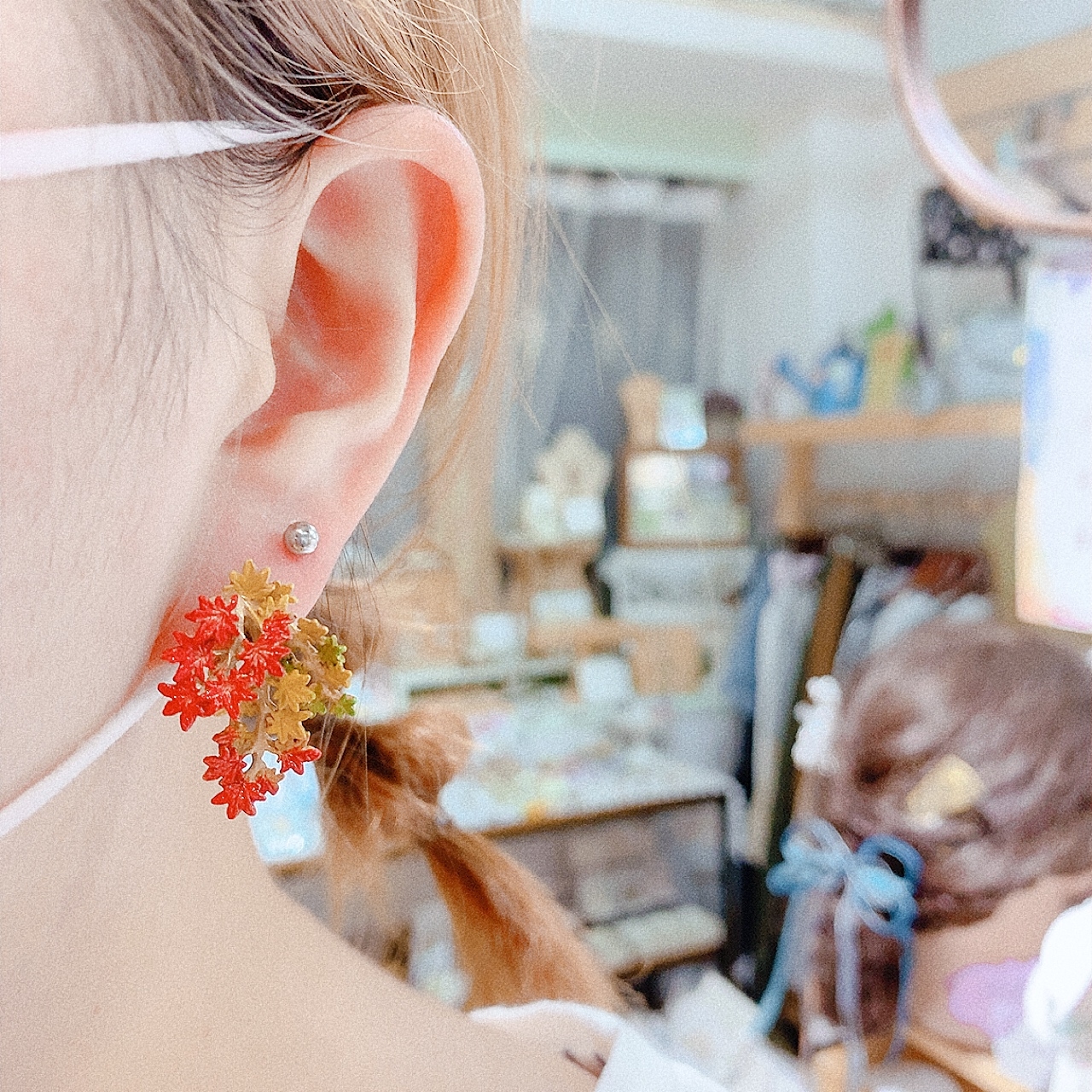 Palnart Poc 日本制紅葉山耳環/小鹿頸鏈