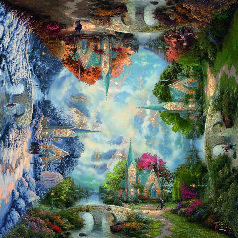 【SCHMIDT】托馬斯 金凱德：四季旋轉山區教堂 1000片拼圖