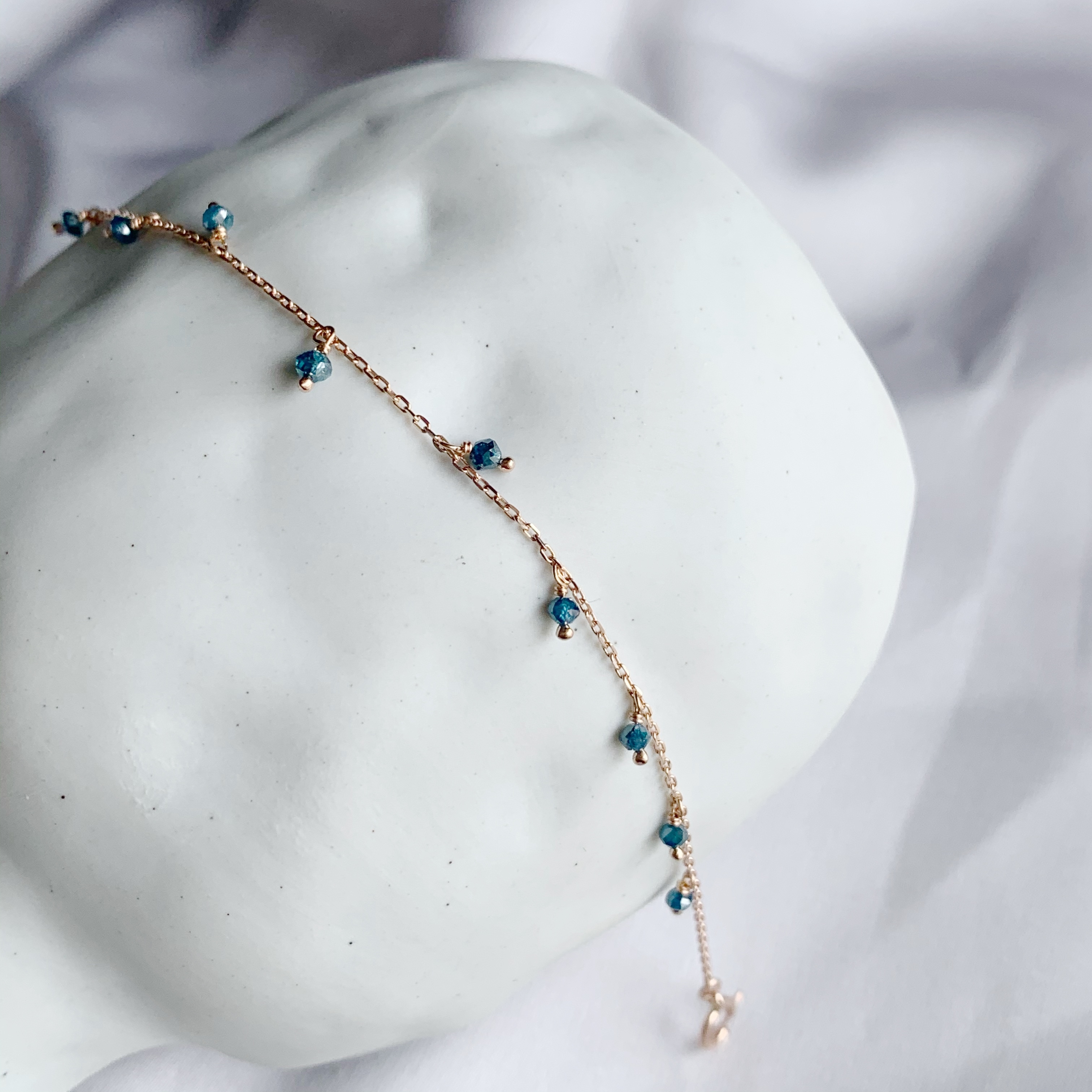 14K晃晃藍鑽小珠珠手鍊