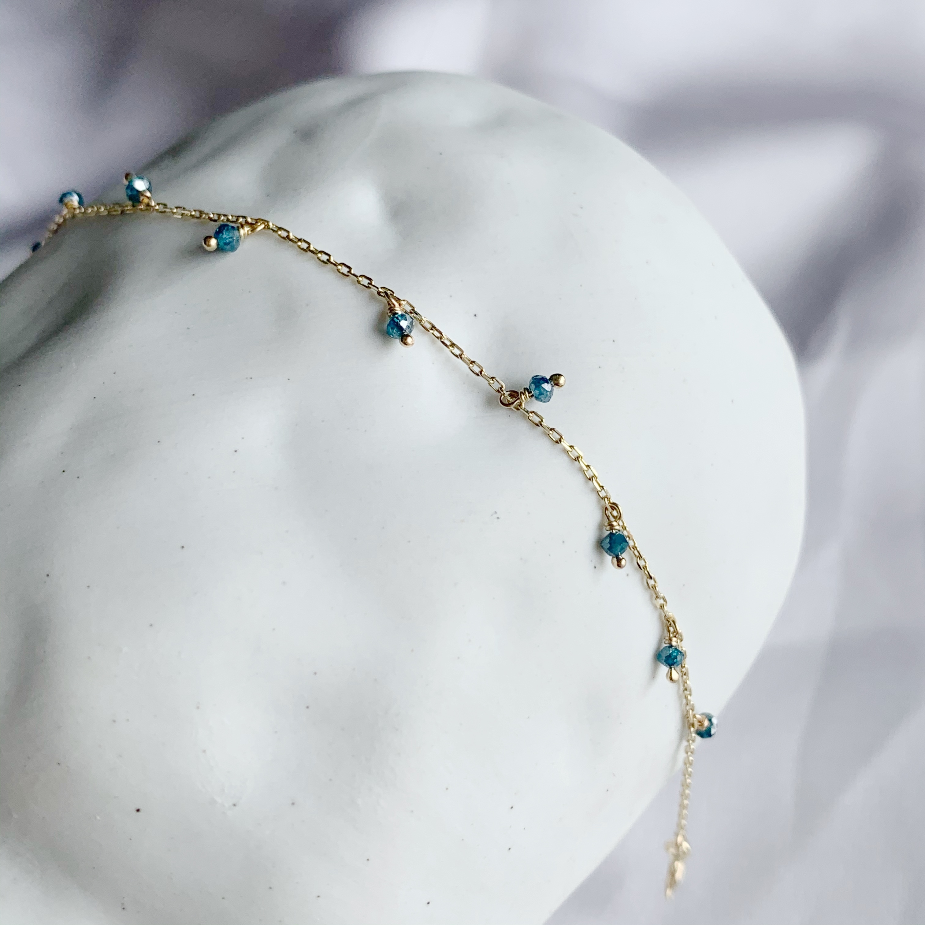 14K晃晃藍鑽小珠珠手鍊