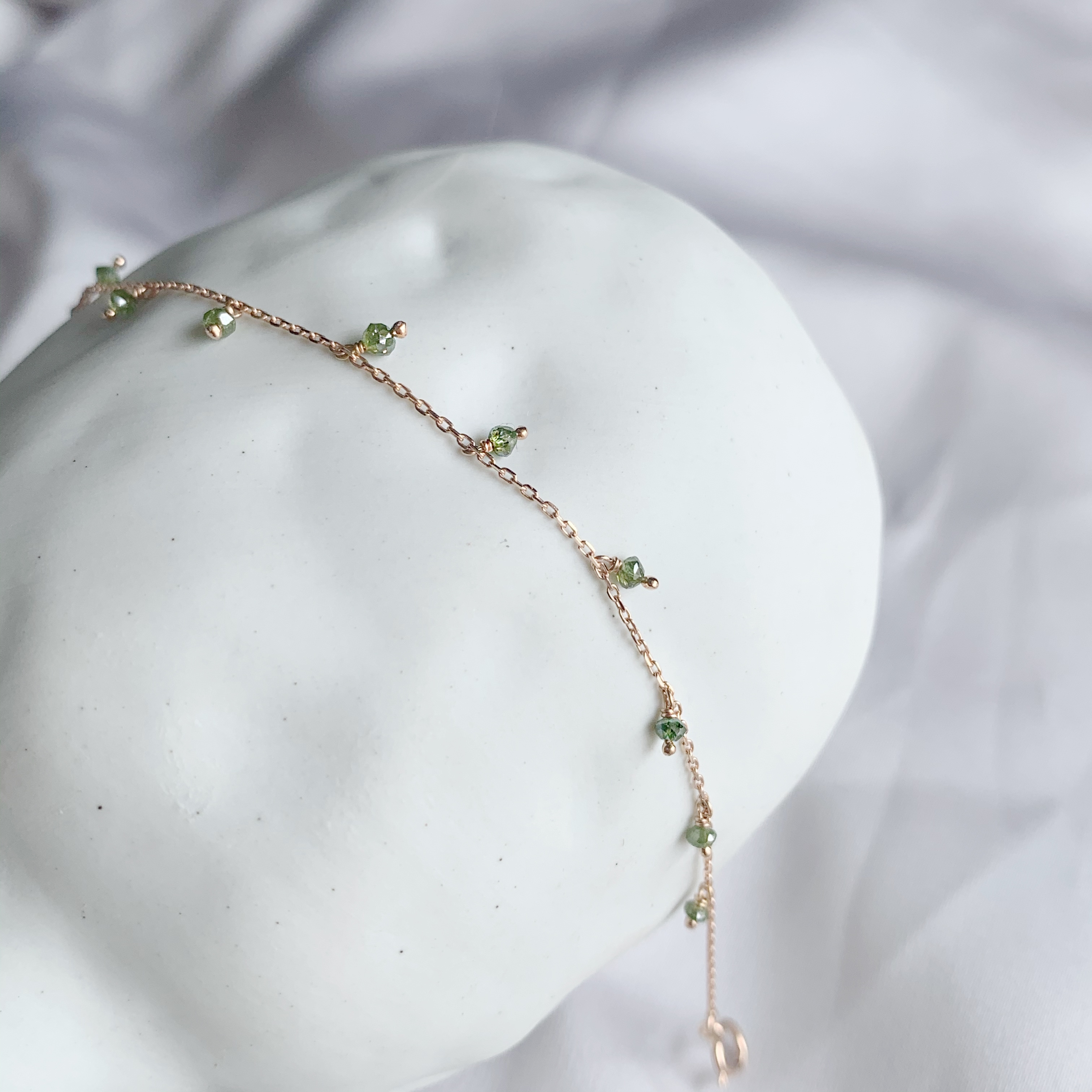 14K晃晃綠鑽小珠珠手鍊