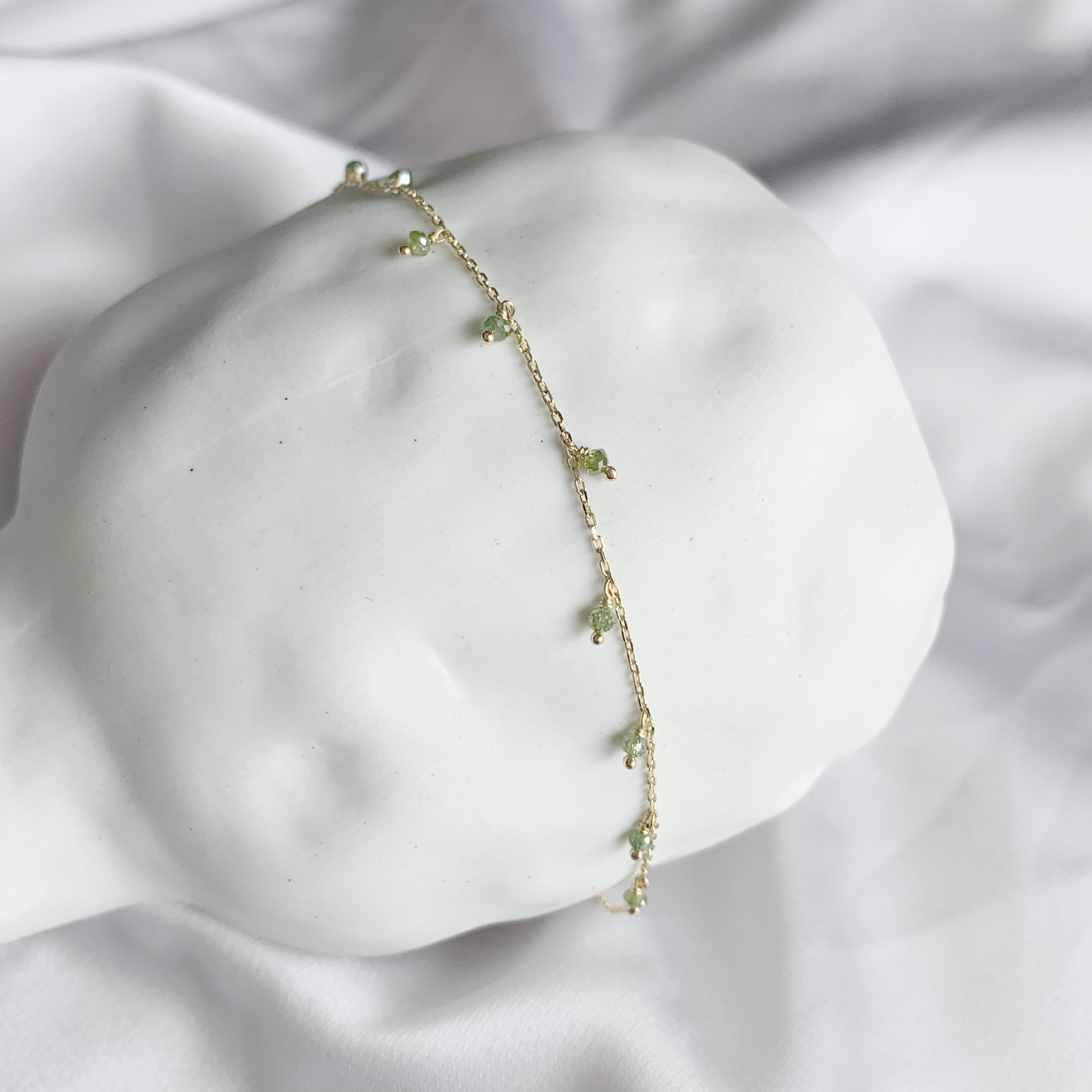 14K晃晃綠鑽小珠珠手鍊