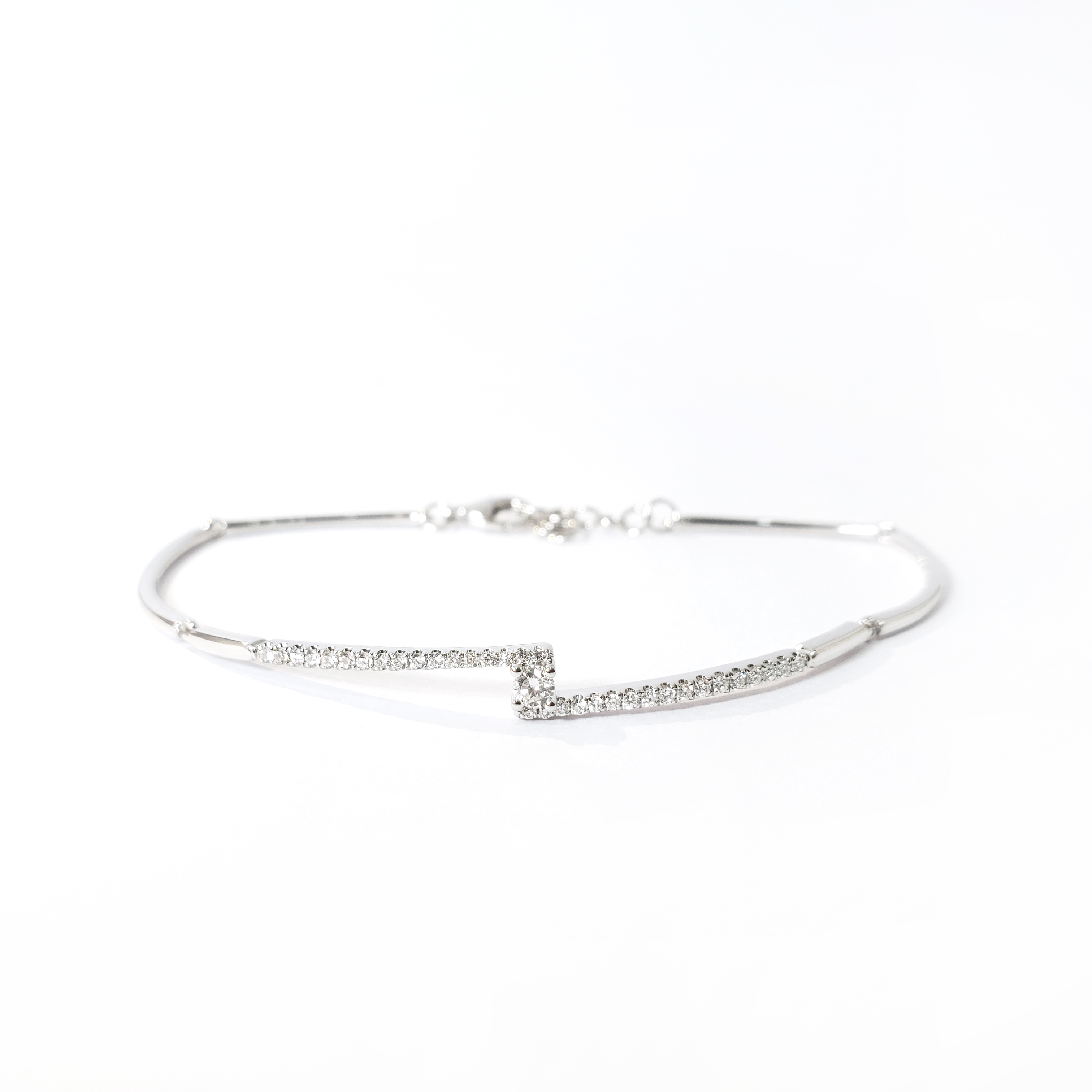 18K白金天然鑽石鏈鈪