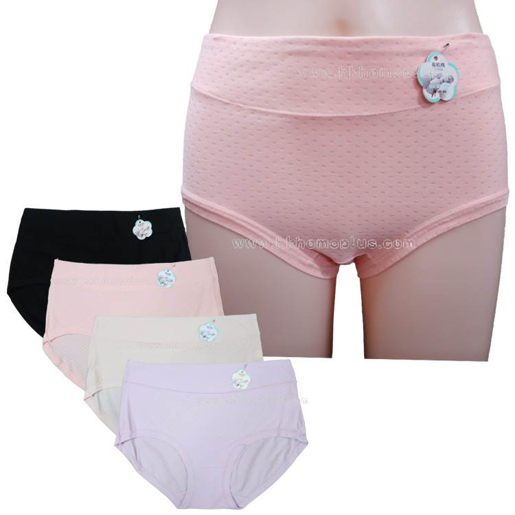 4條裝 女裝高腰有機棉通花內褲