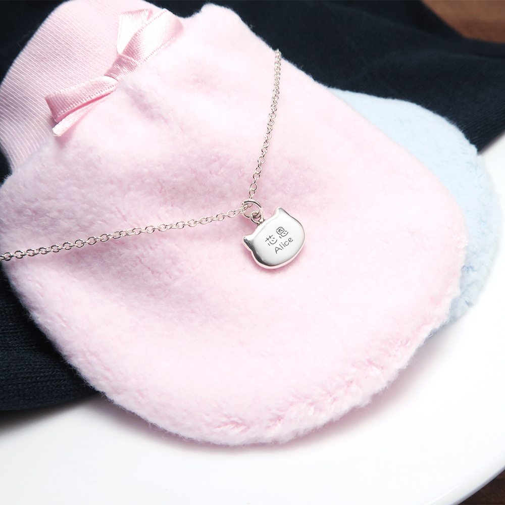 淘氣小貓 親子項鍊 (14+2吋) 925純銀客製化訂製項鍊