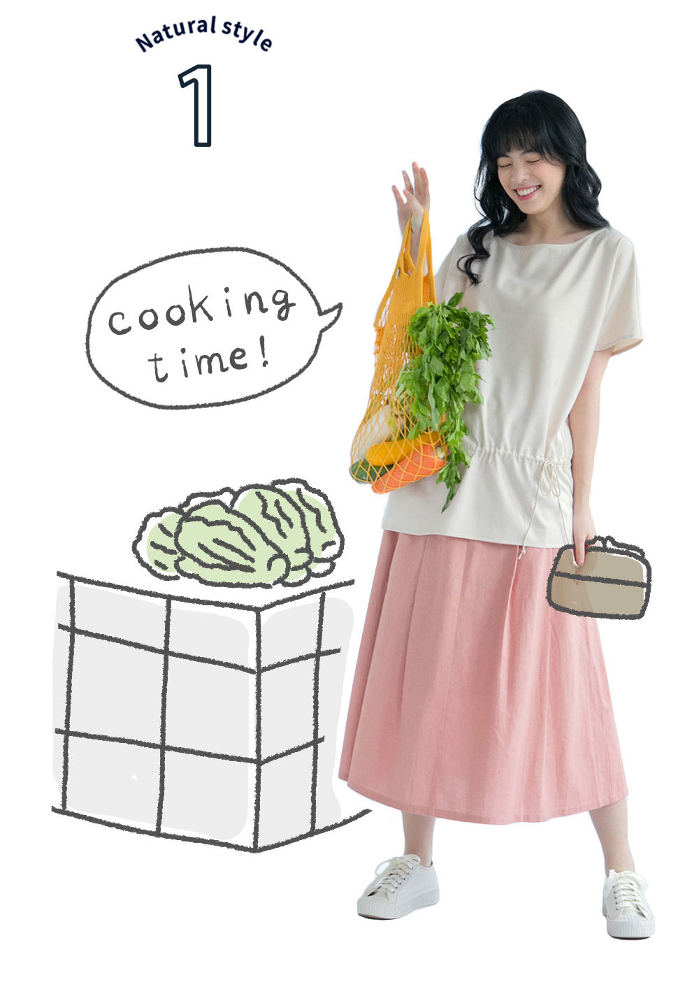 Q小姐生活抽繩短袖上衣-午茶