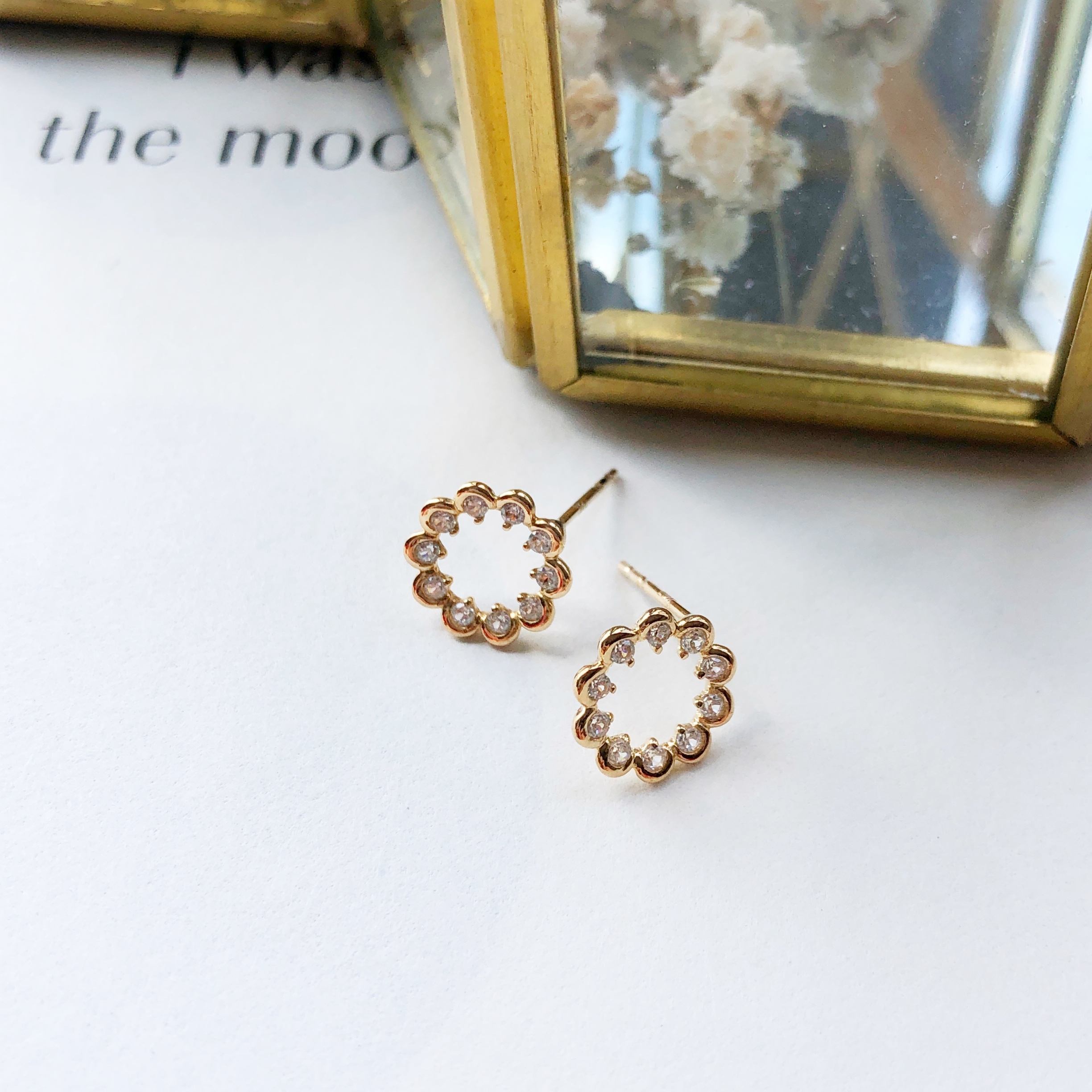 10K/古典花形耳飾