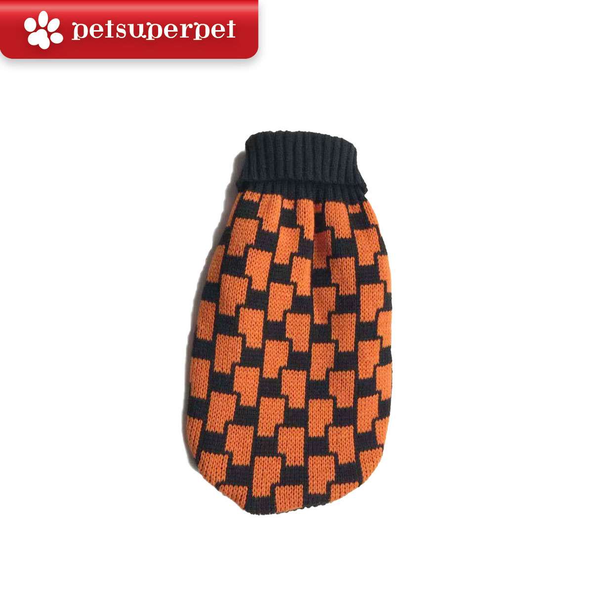 Petime #107 狗狗聖誕圖案保暖毛衣 #橙&黑色- [3尺寸]