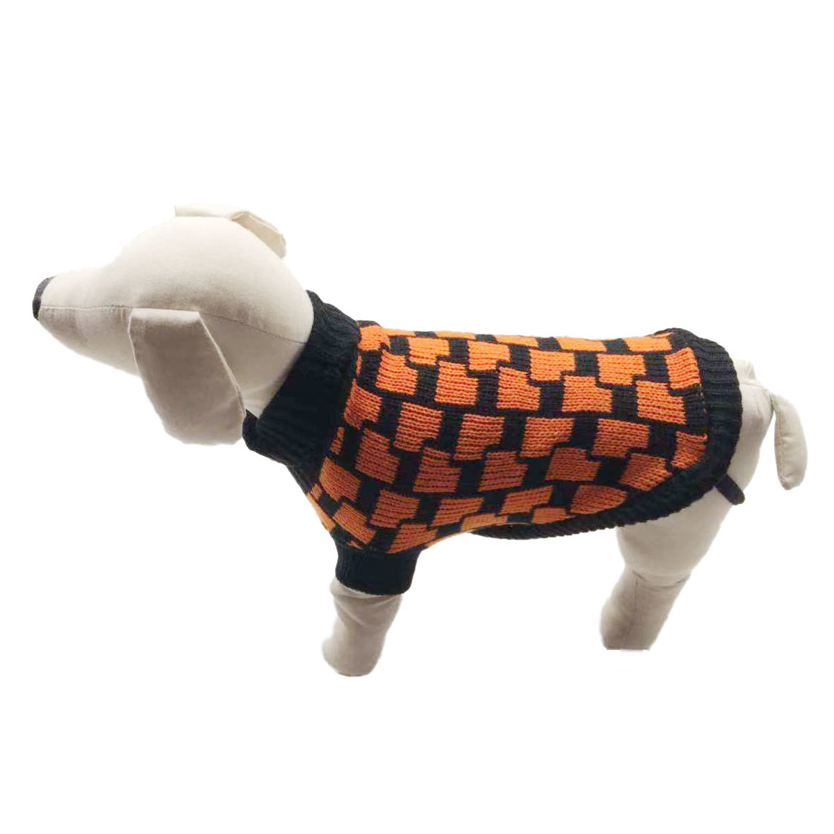 Petime #107 狗狗聖誕圖案保暖毛衣 #橙&黑色- [3尺寸]