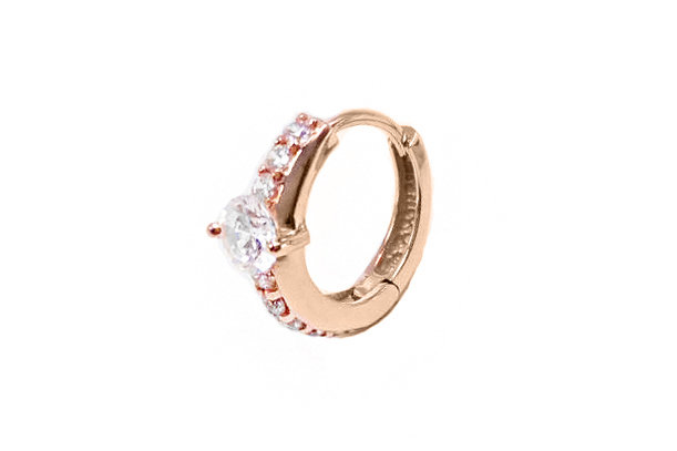 18K Rose Gold Ring Style Hoop Earrings #B150