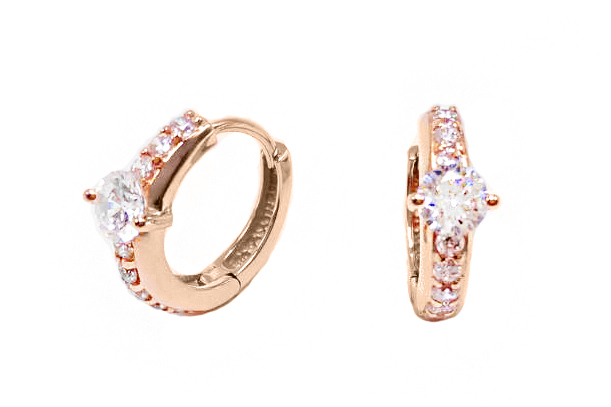 18K Rose Gold Ring Style Hoop Earrings #B150