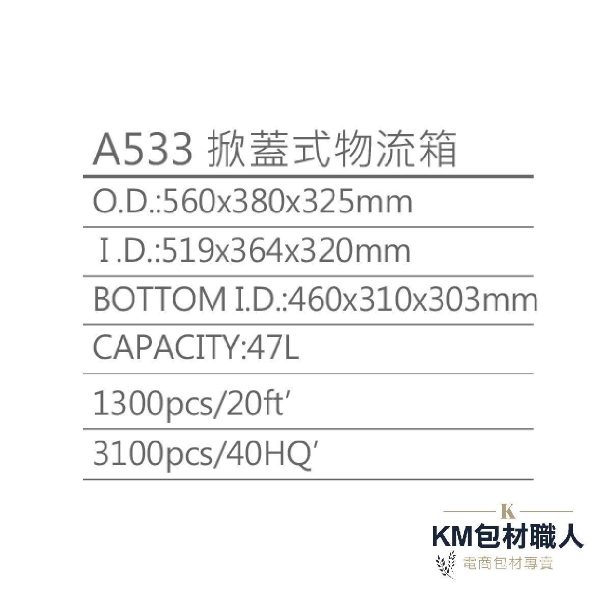 掀蓋式物流箱 台灣製造 KM包材職人破壞袋