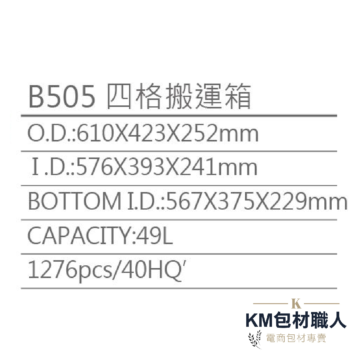 【B505四格搬運籃 】塑膠籃 物流儲運箱 工具箱 收納箱 零件箱 分類箱 置物箱 整理箱 倉儲物流專用 台灣製造 KM包材職人破壞袋