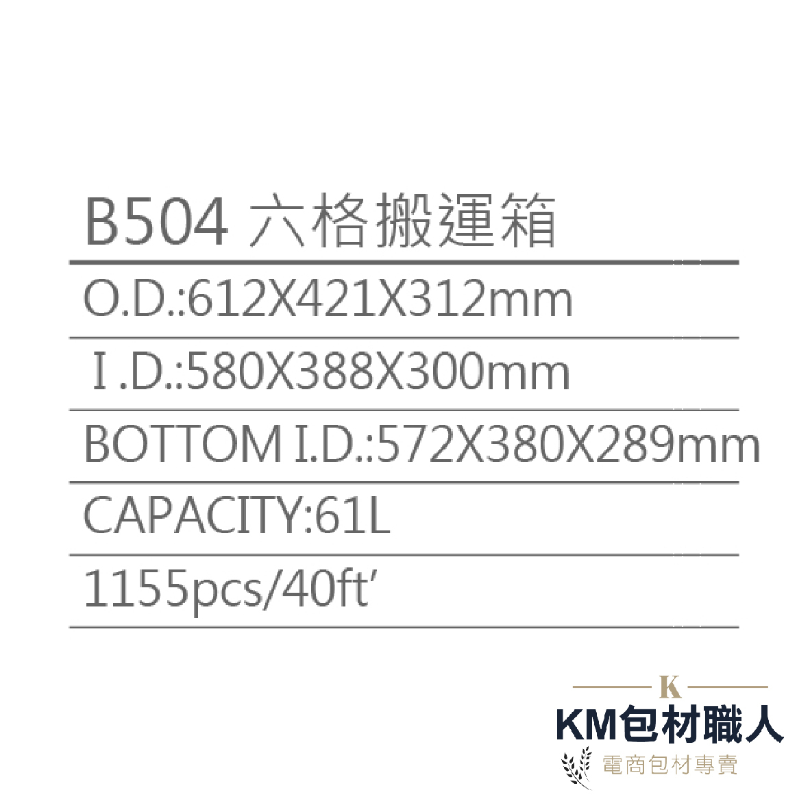 【B504六格搬運籃 】塑膠籃 物流儲運箱 工具箱 收納箱 零件箱 分類箱 置物箱 整理箱 倉儲物流專用 台灣製造 KM包材職人破壞袋