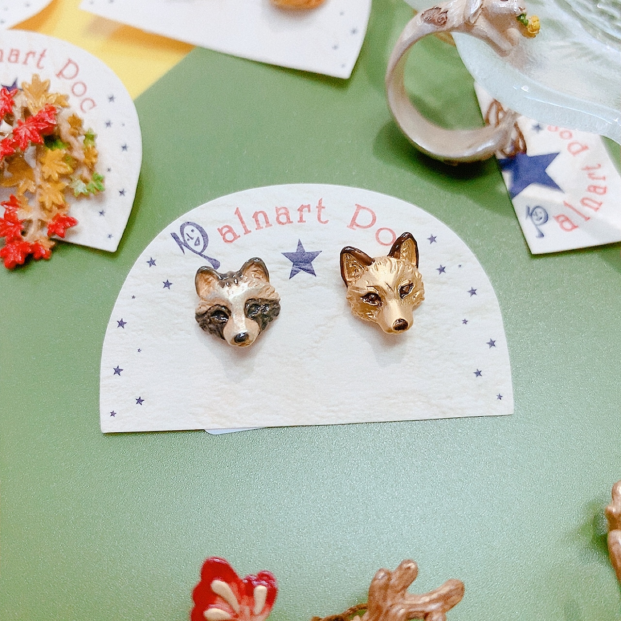 Palnart Poc 日本制 狐狸&浣熊耳環