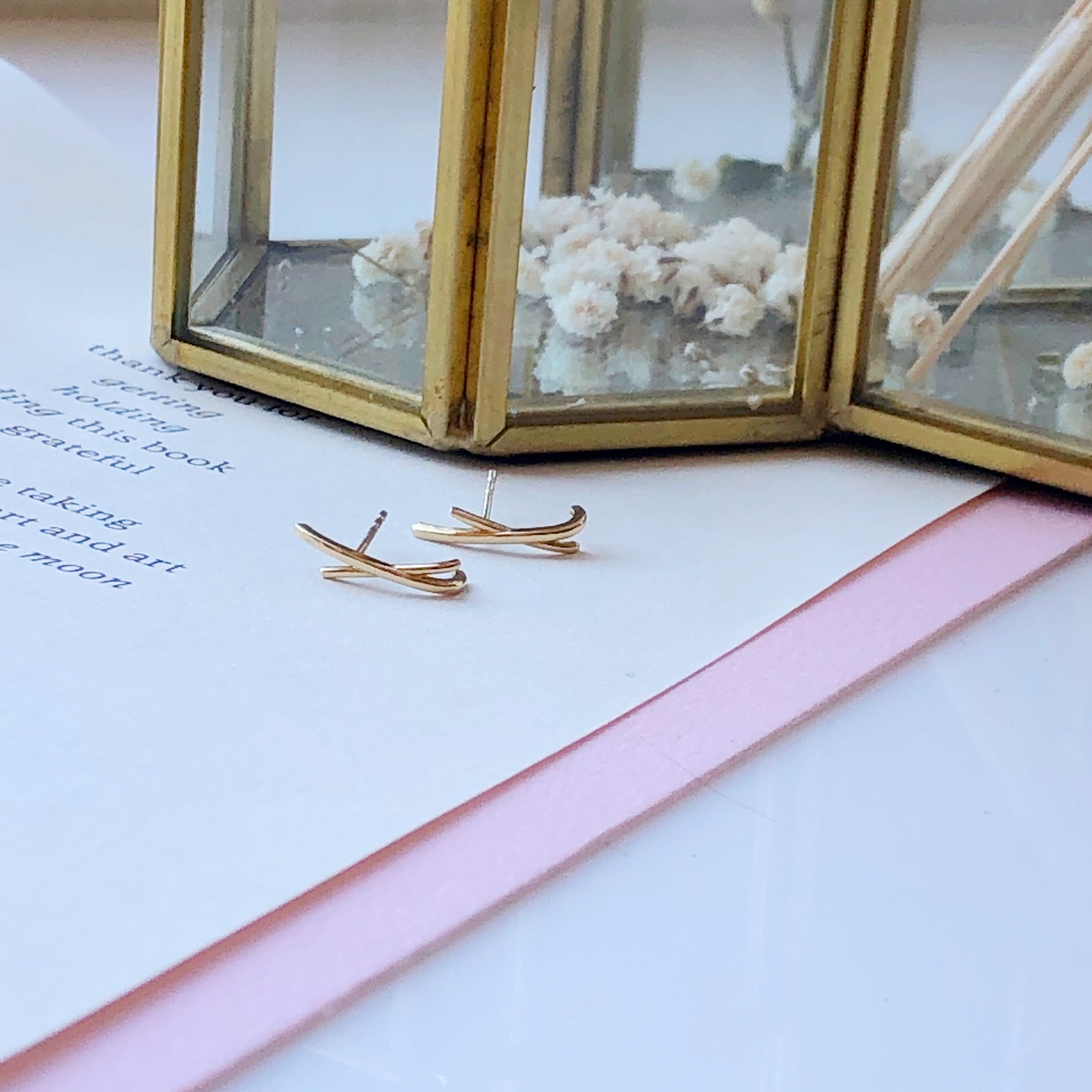 10K/個性X型素面耳飾