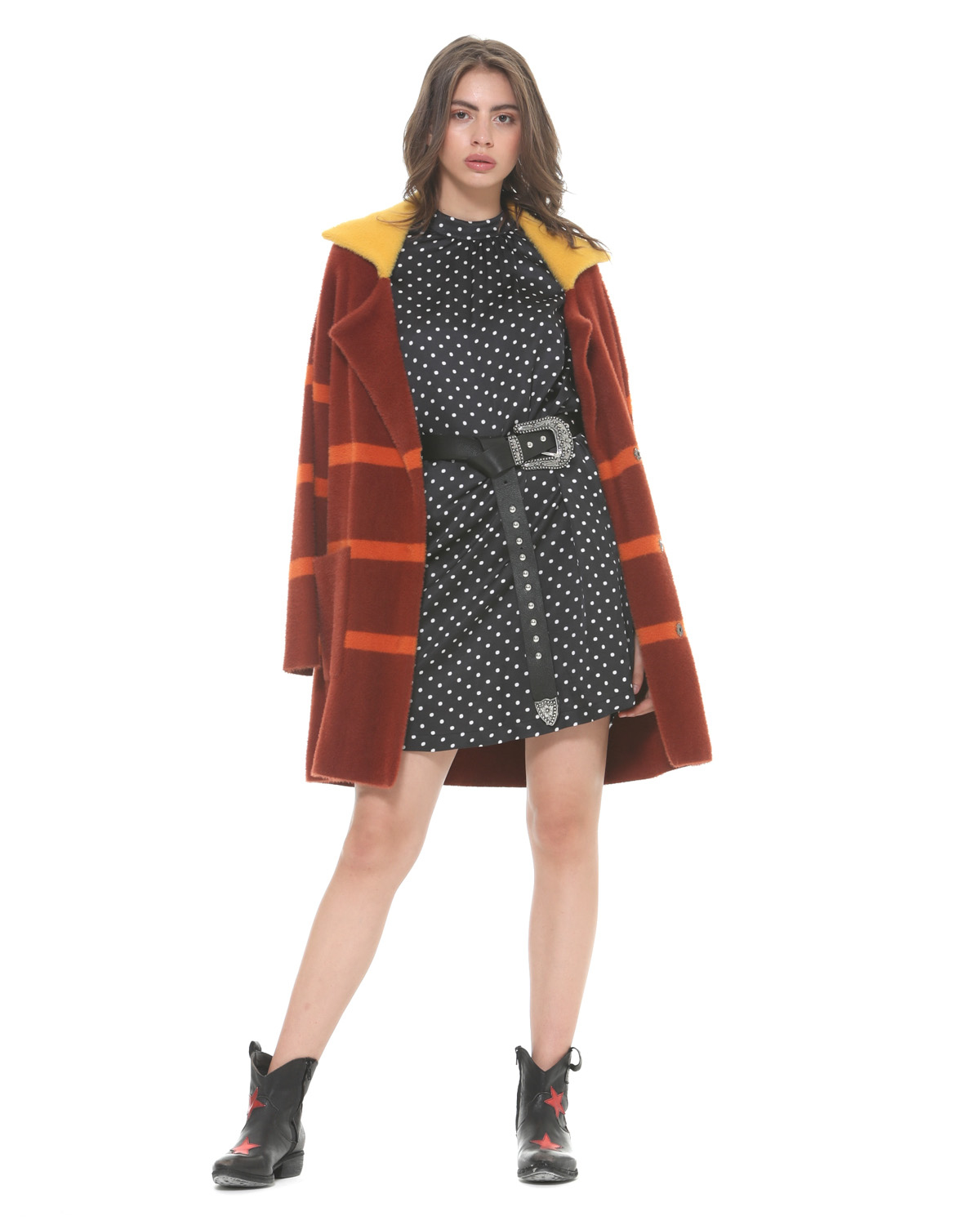 【SILVIAN HEACH】翻領紅黃撞色大衣