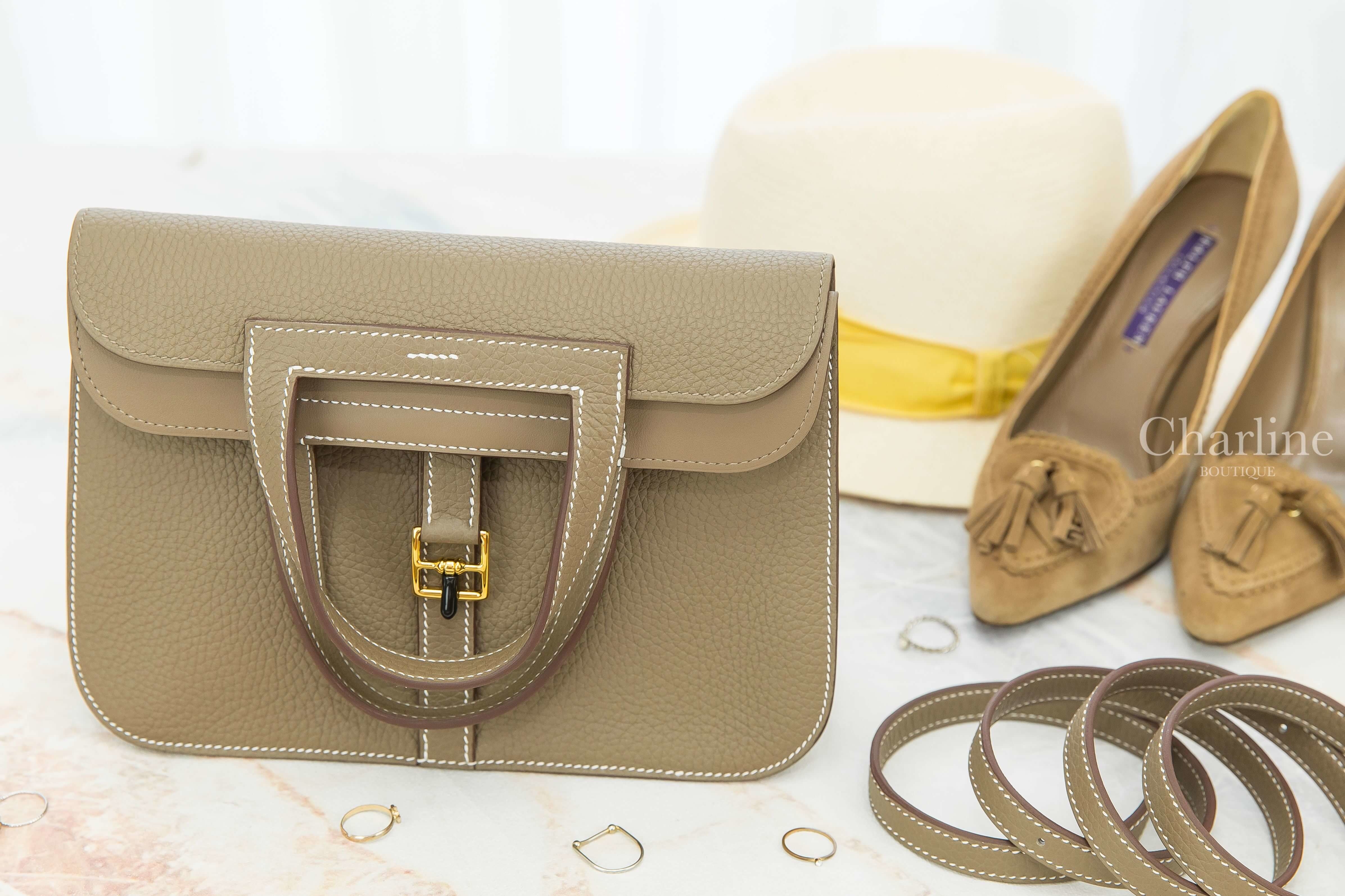 Hermès Sac Halzan 25cm 18 Etoupe Taurillon Clemence Z刻大象灰金釦手提肩背包-Charline Boutique 精品代購