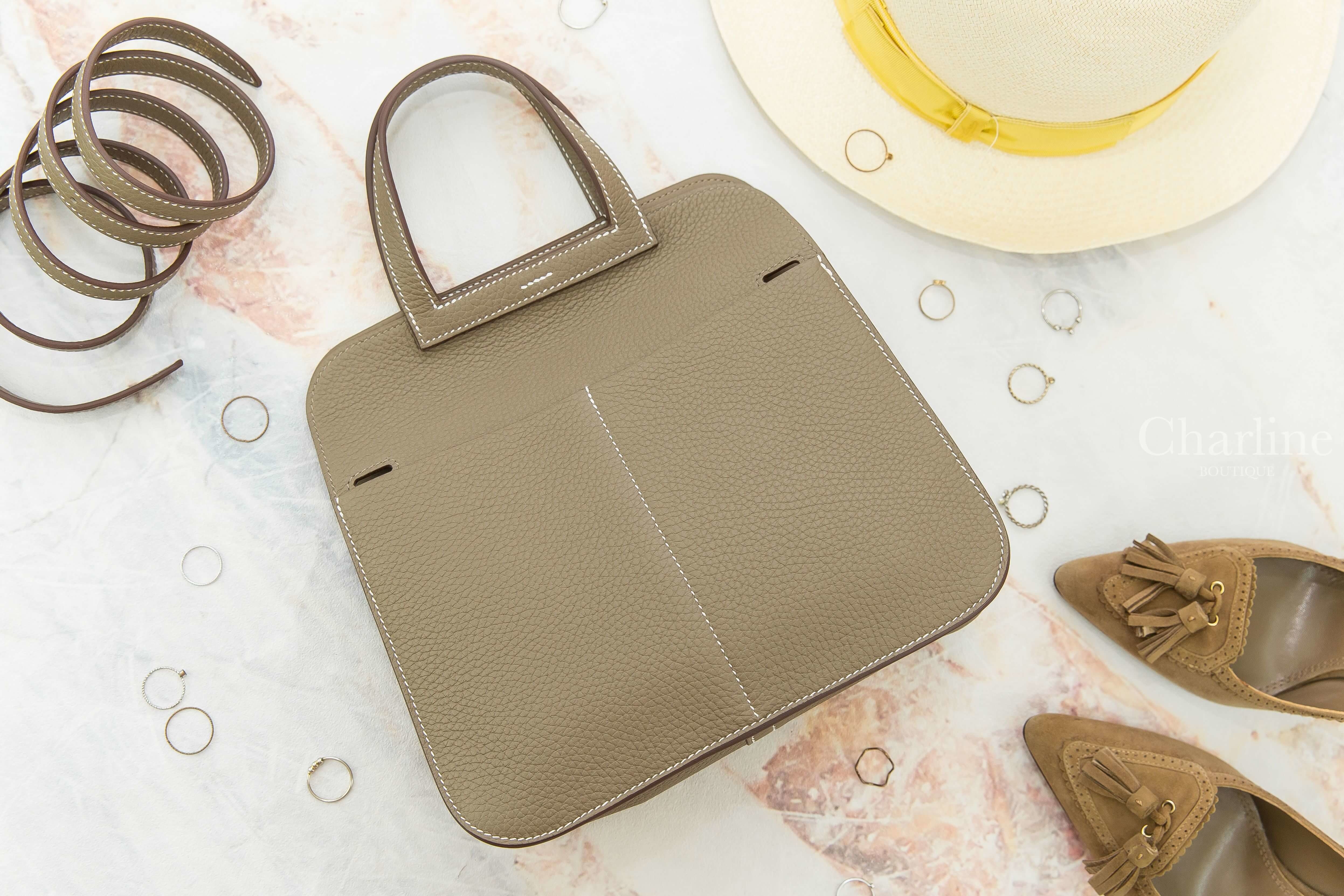 Hermès Sac Halzan 25cm 18 Etoupe Taurillon Clemence Z刻大象灰金釦手提肩背包-Charline Boutique 精品代購