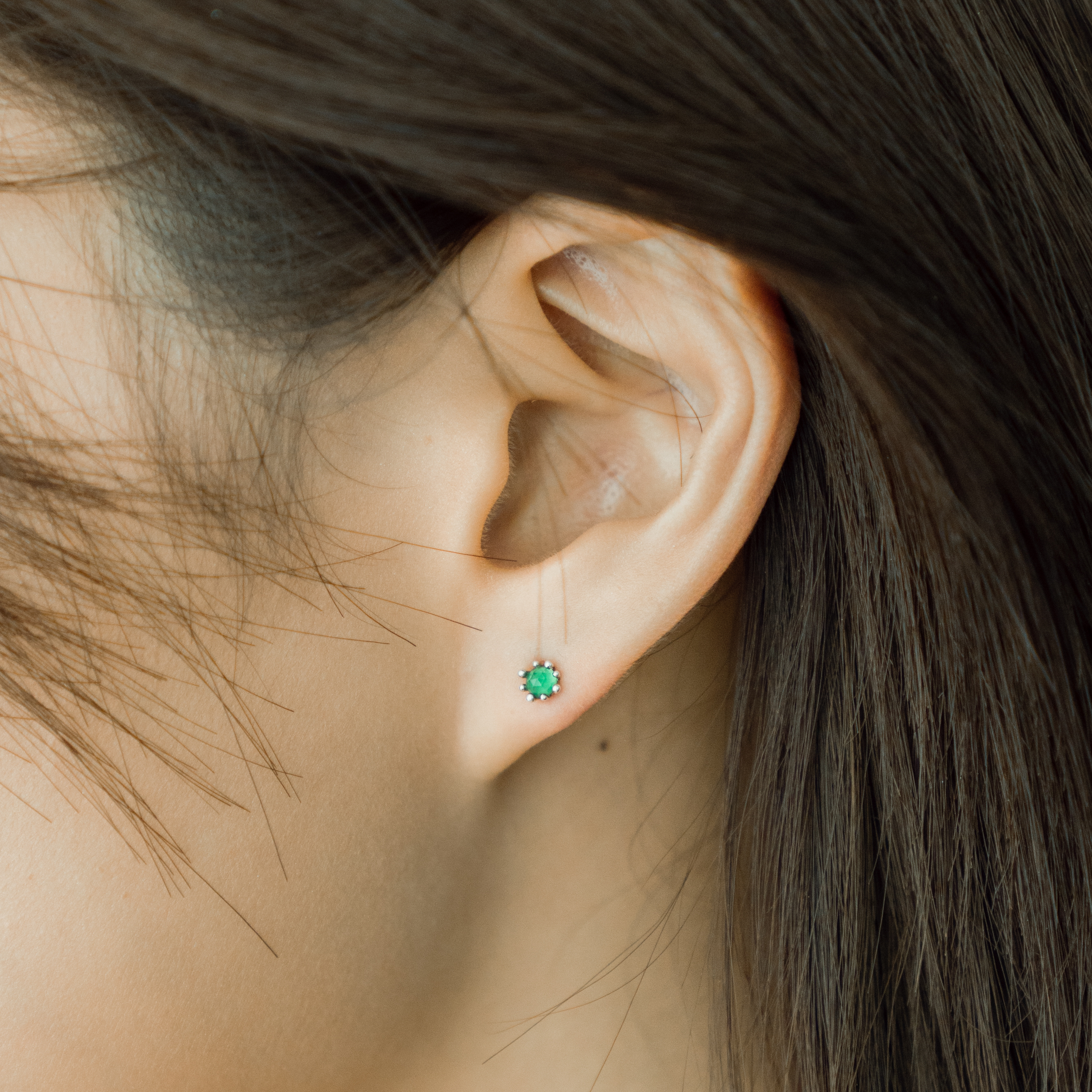 小煙花綠瑪瑙轉珠耳環