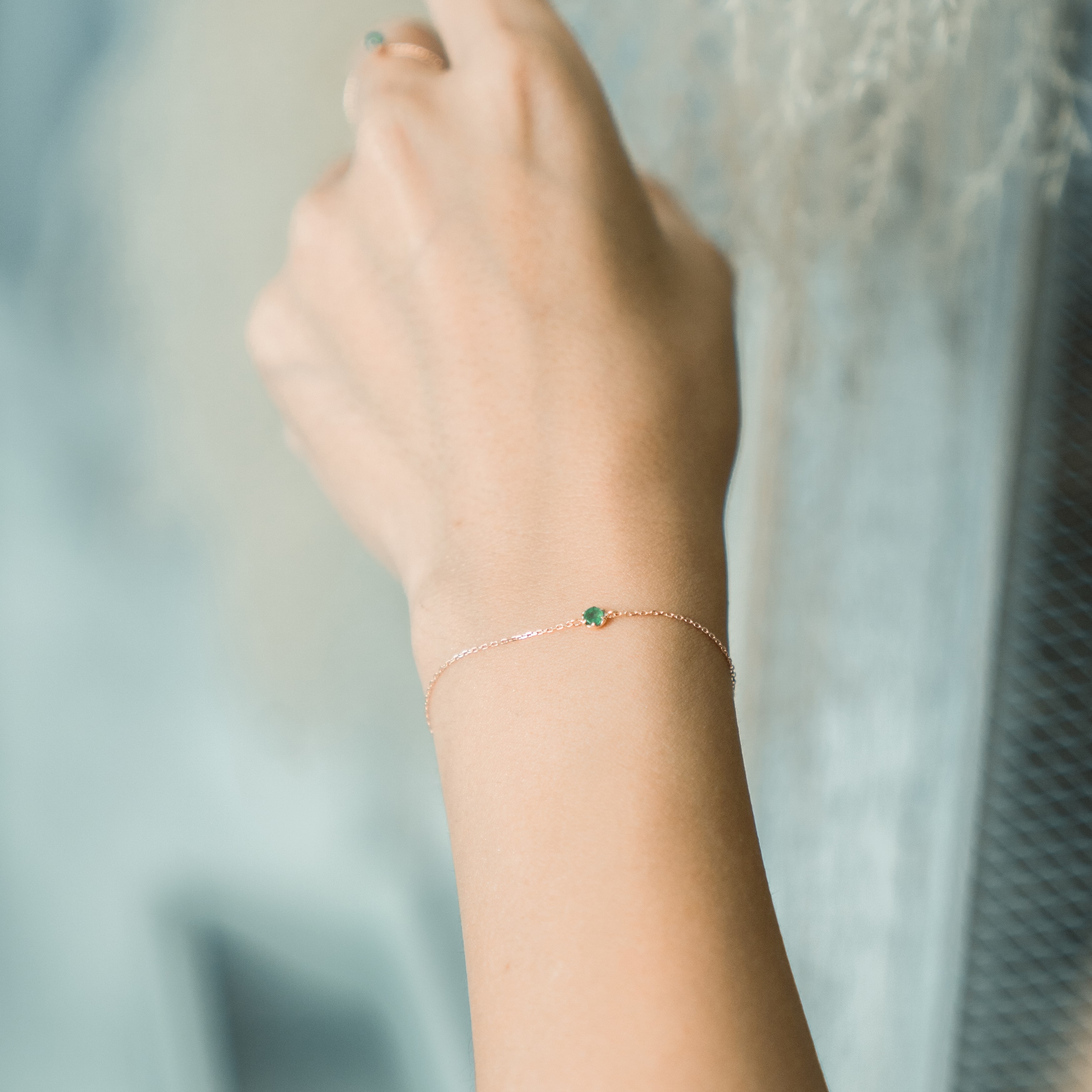 14K小六爪祖母綠手鍊