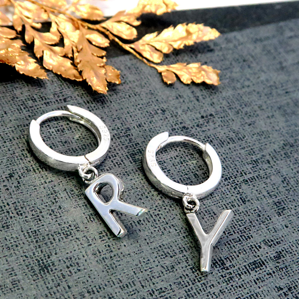 [預購單支]字母易扣耳環 單支耳環上1個字母 純銀耳環(單支)