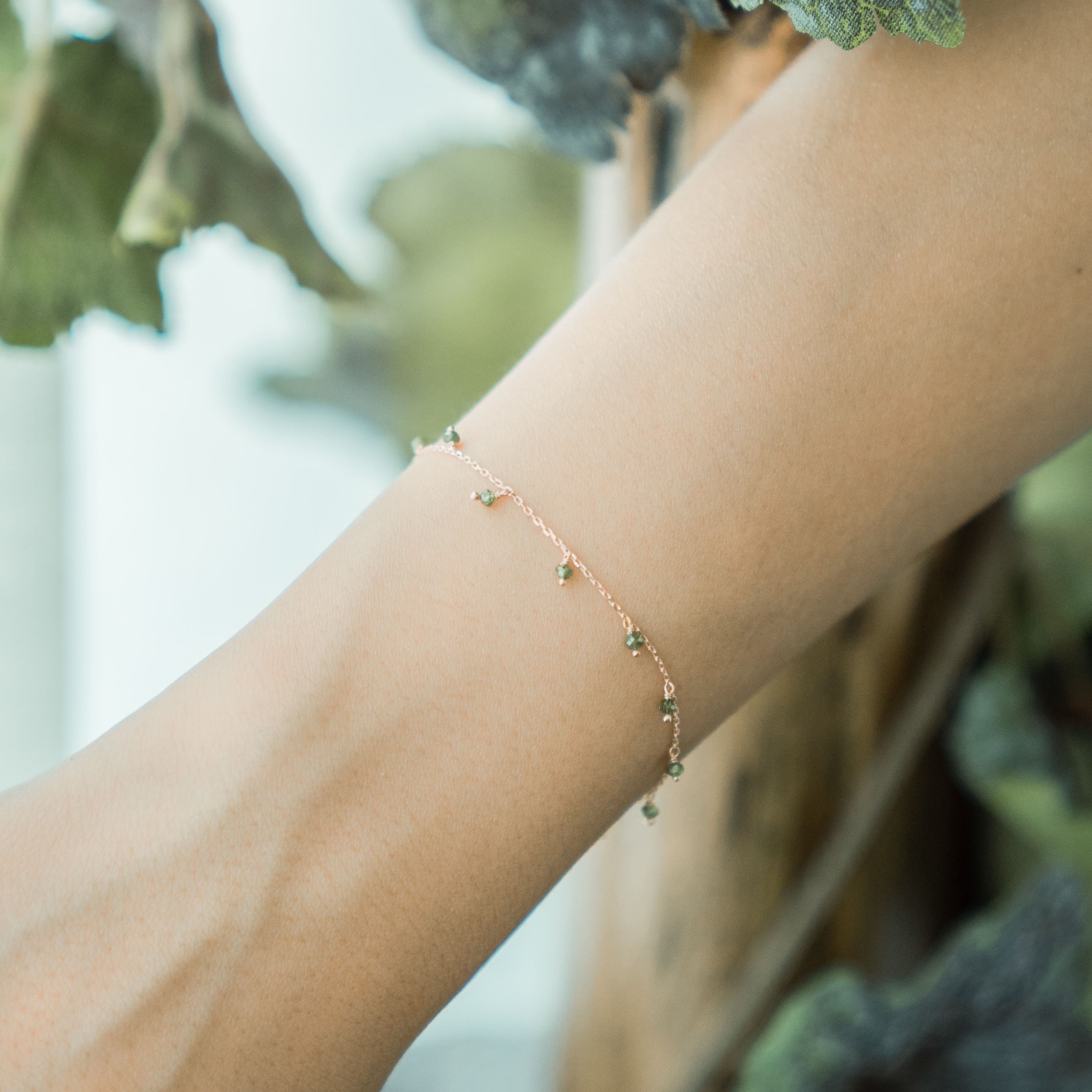 14K晃晃綠鑽小珠珠手鍊