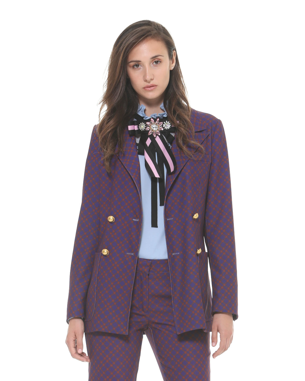 【SILVIAN HEACH】紅藍格紋排扣西裝外套