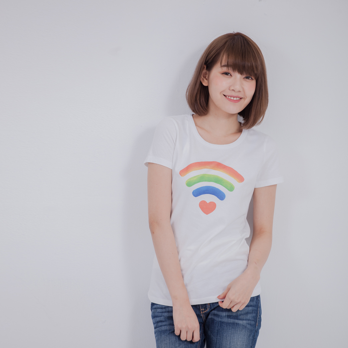 愛的信號 短袖 蜜桃棉 女T 純白