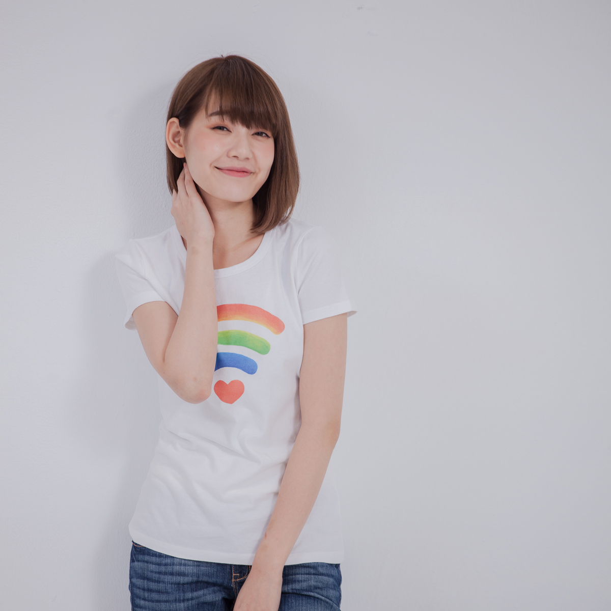 愛的信號 短袖 蜜桃棉 女T 純白