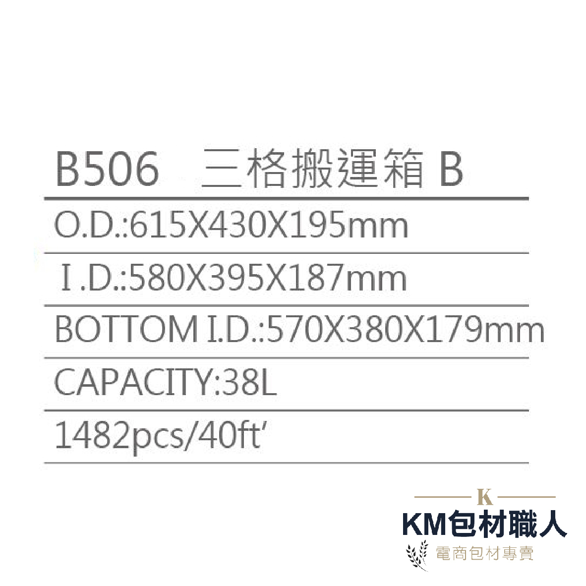 【B506三格搬運籃 】塑膠籃 物流儲運箱 工具箱 收納箱 零件箱 分類箱 置物箱 整理箱 倉儲物流專用 台灣製造 KM包材職人破壞袋