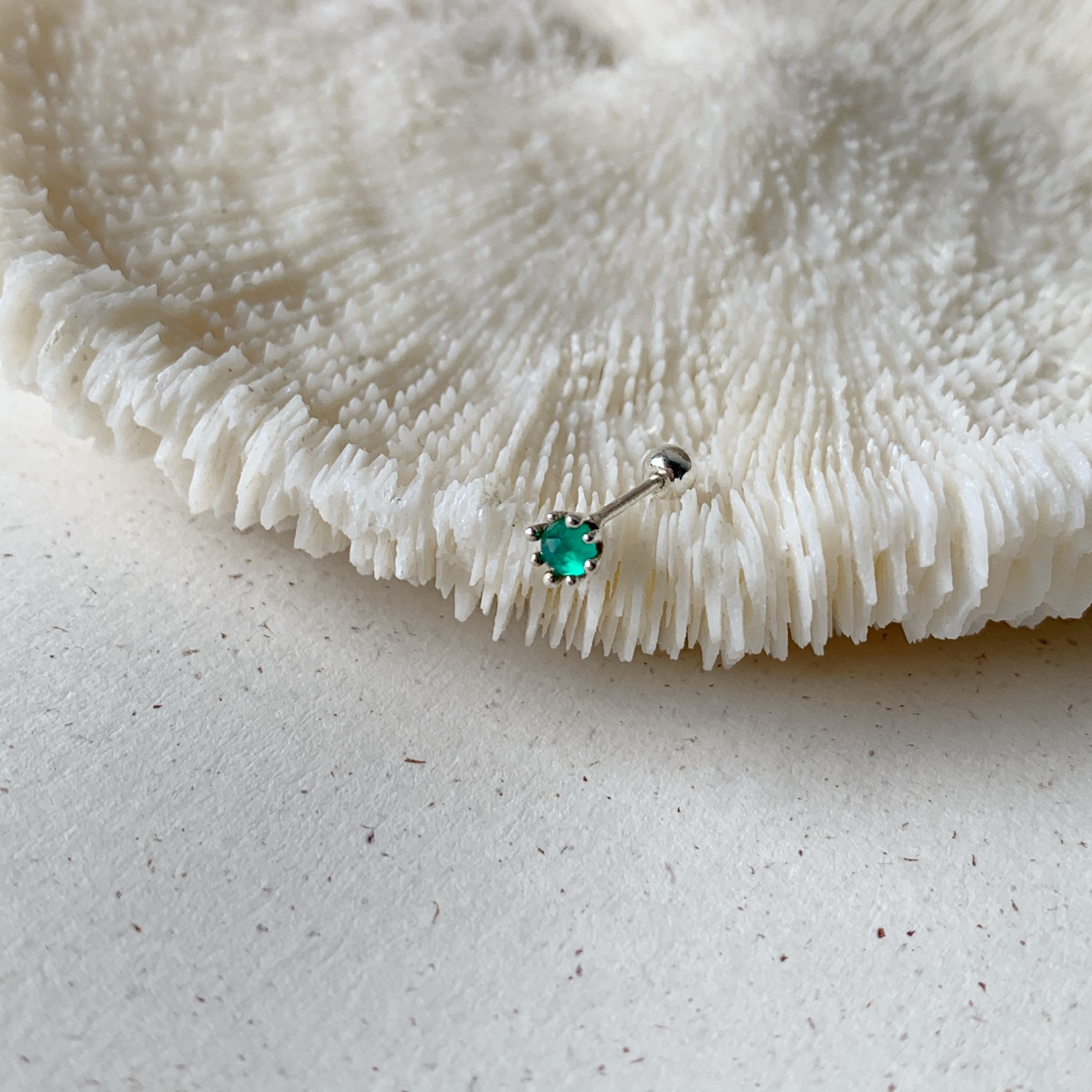 小煙花綠瑪瑙轉珠耳環