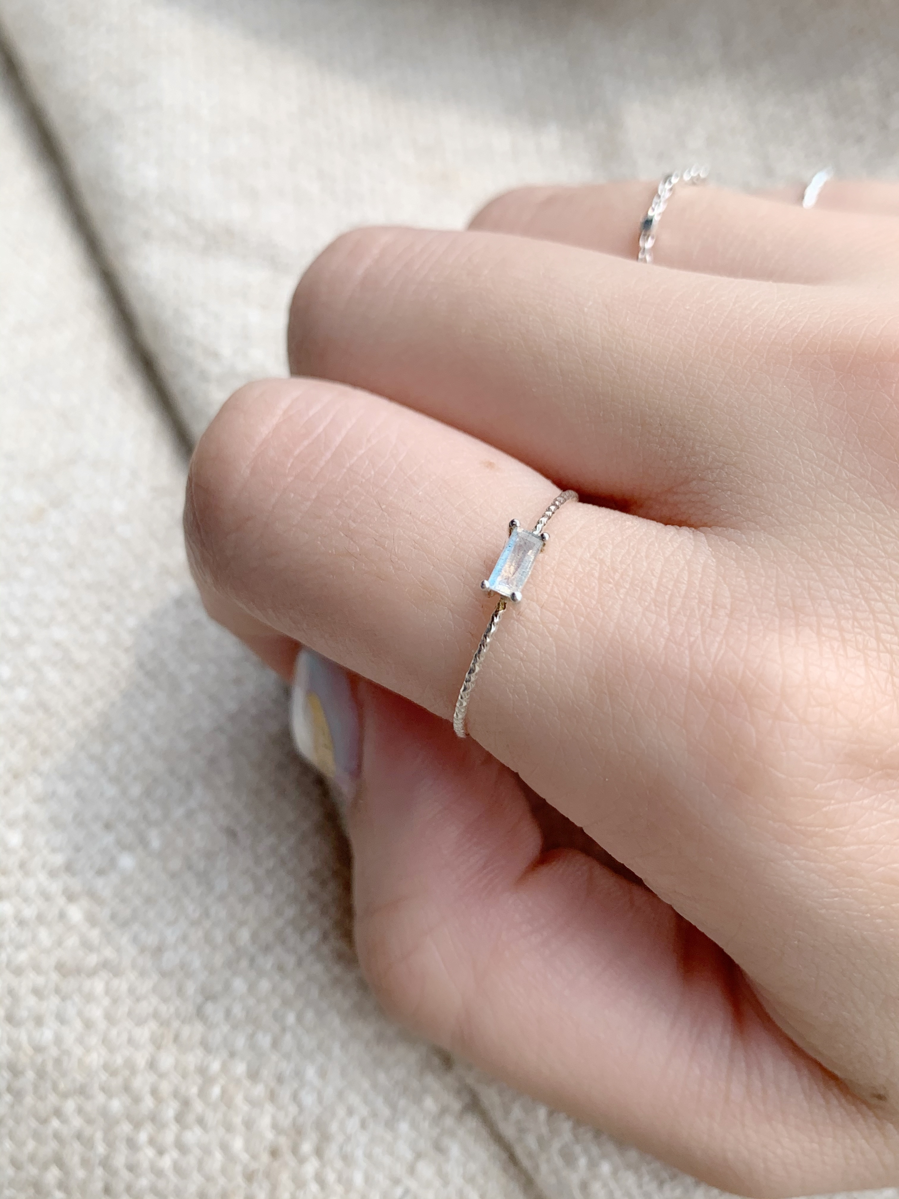 細方四爪拉長石細戒