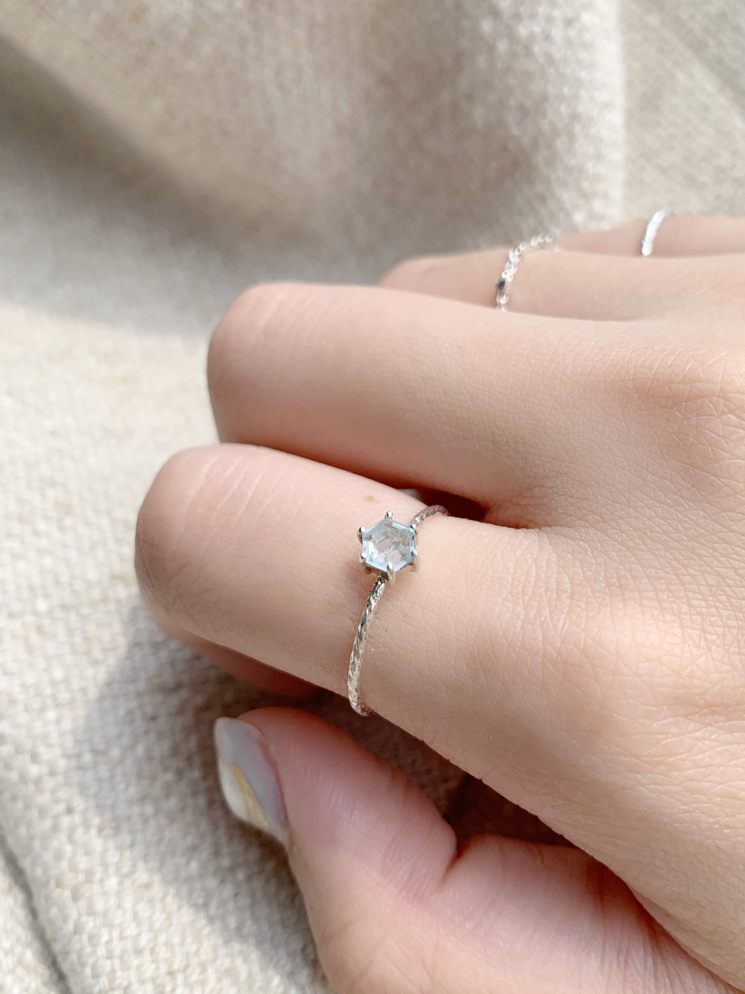 六爪托帕石滿天星戒指