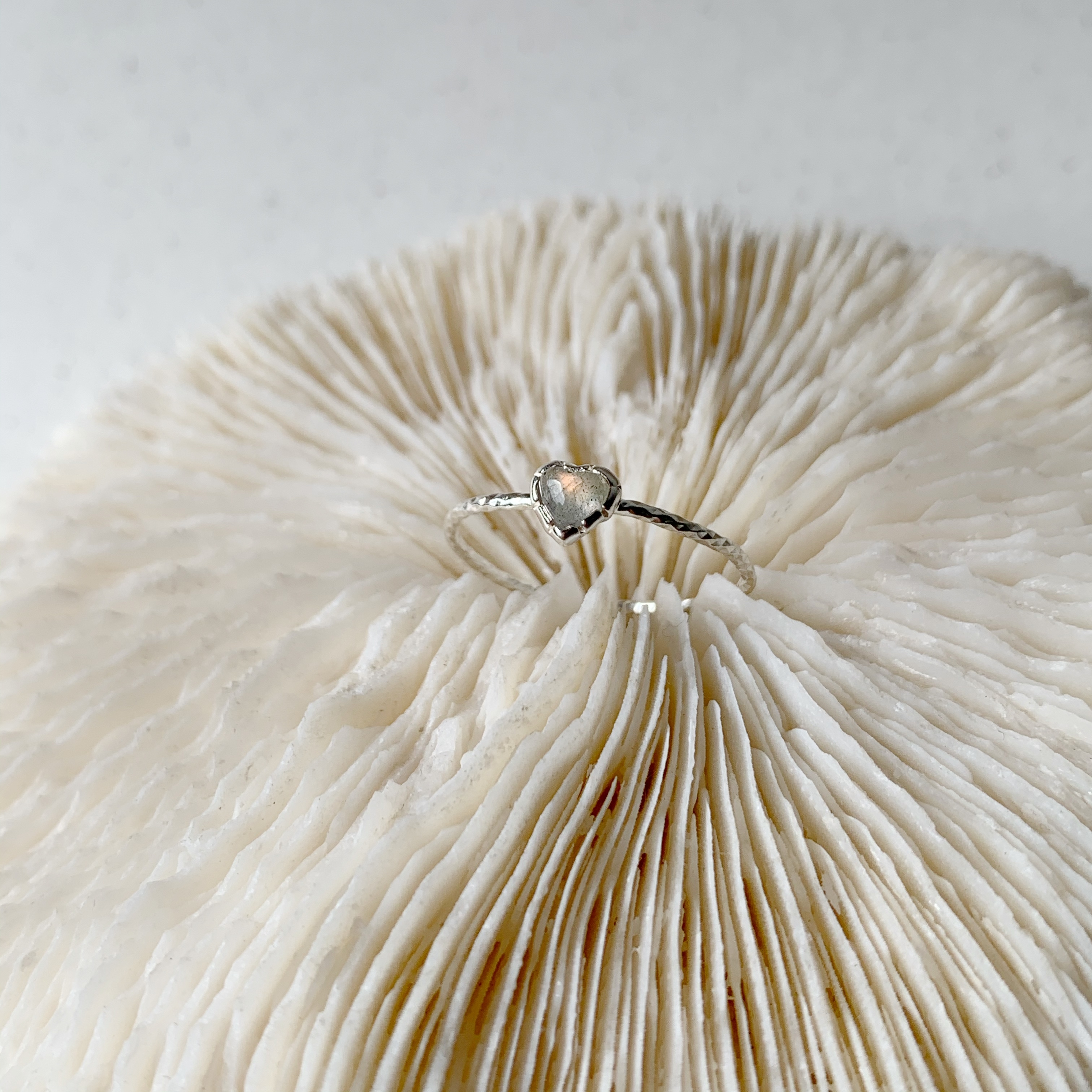 QQ heart 金綠光拉長石滿天星戒