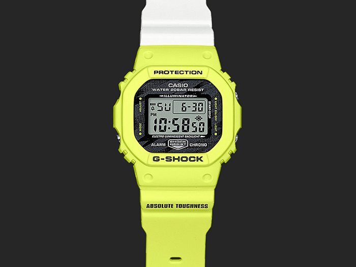 萬年鐘錶 - G-SHOCK  閃電黃 防震電子錶  DW-5600TGA-9  錶徑: 42.8MM