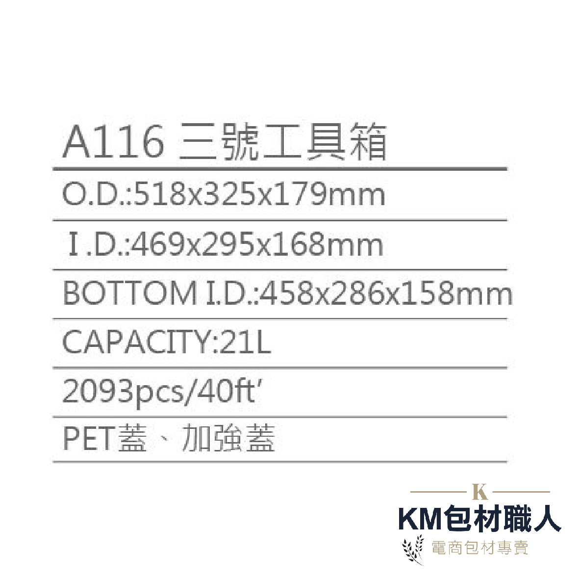 【A116三號工具箱】塑膠籃 物流儲運箱 工具箱 收納箱 零件箱 分類箱 置物箱 整理箱 倉儲物流專用 台灣製造 KM包材職人破壞袋