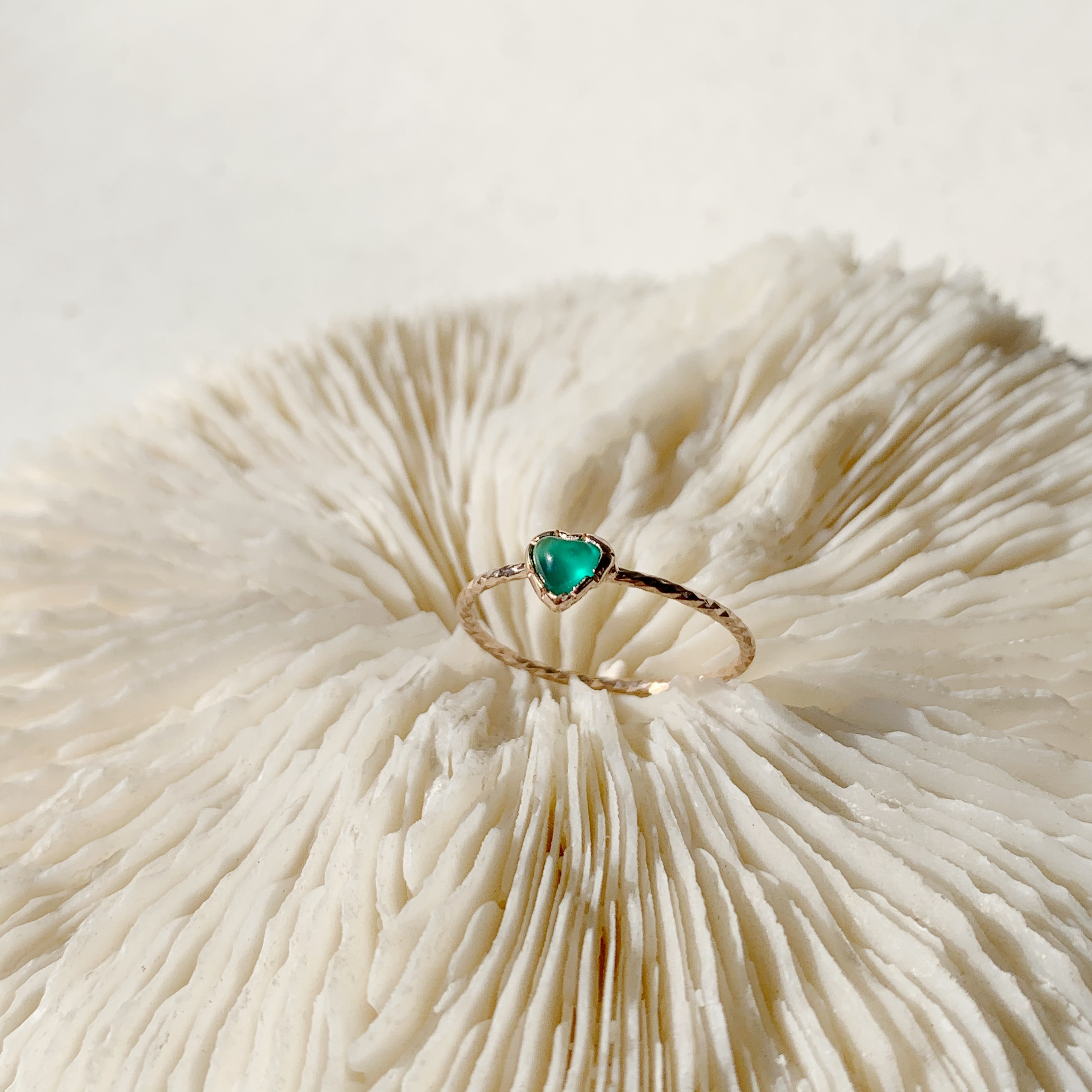 QQ heart 綠瑪瑙滿天星戒